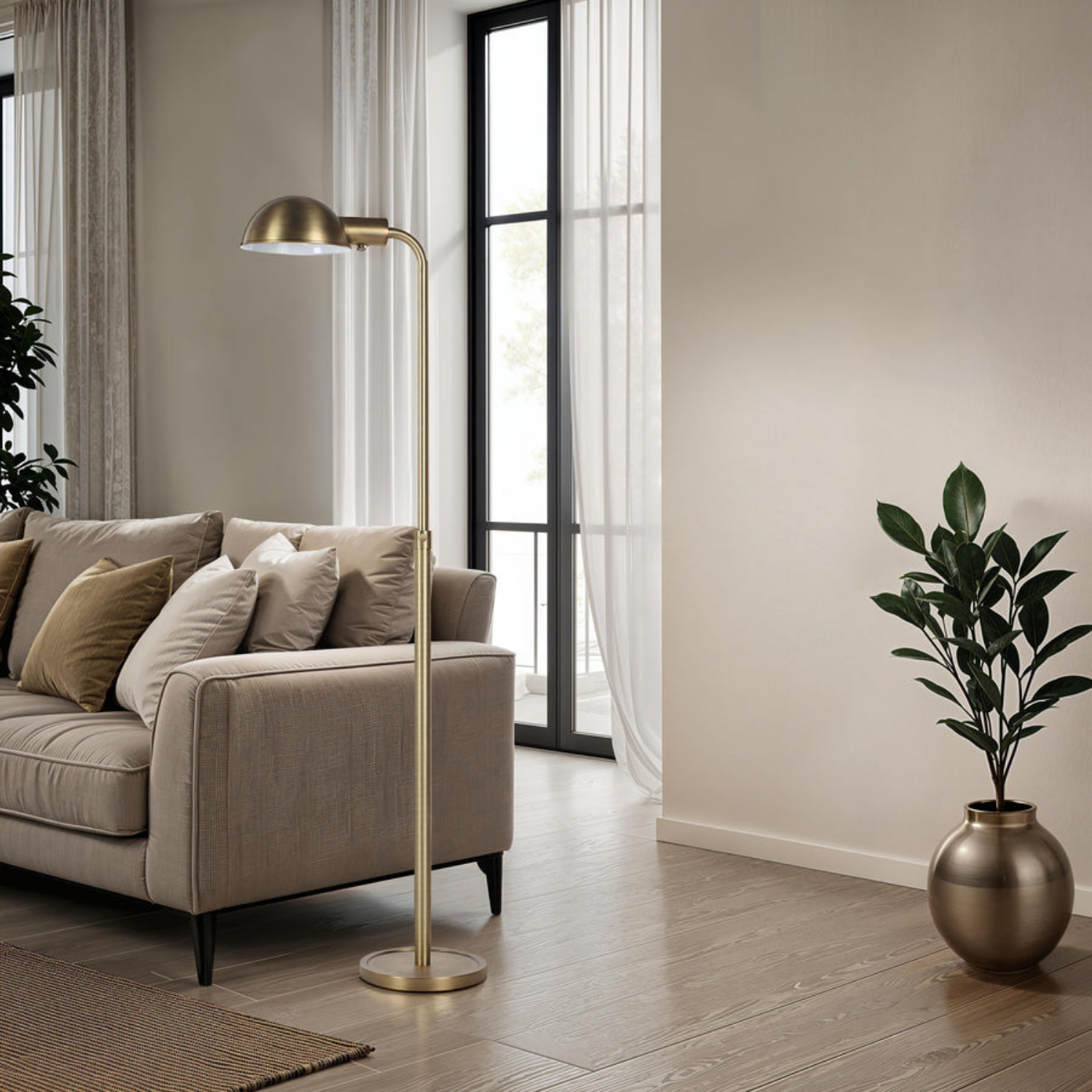 Classic Adjustable Iron Floor Lamp- Dark Antique/Brushed Brass