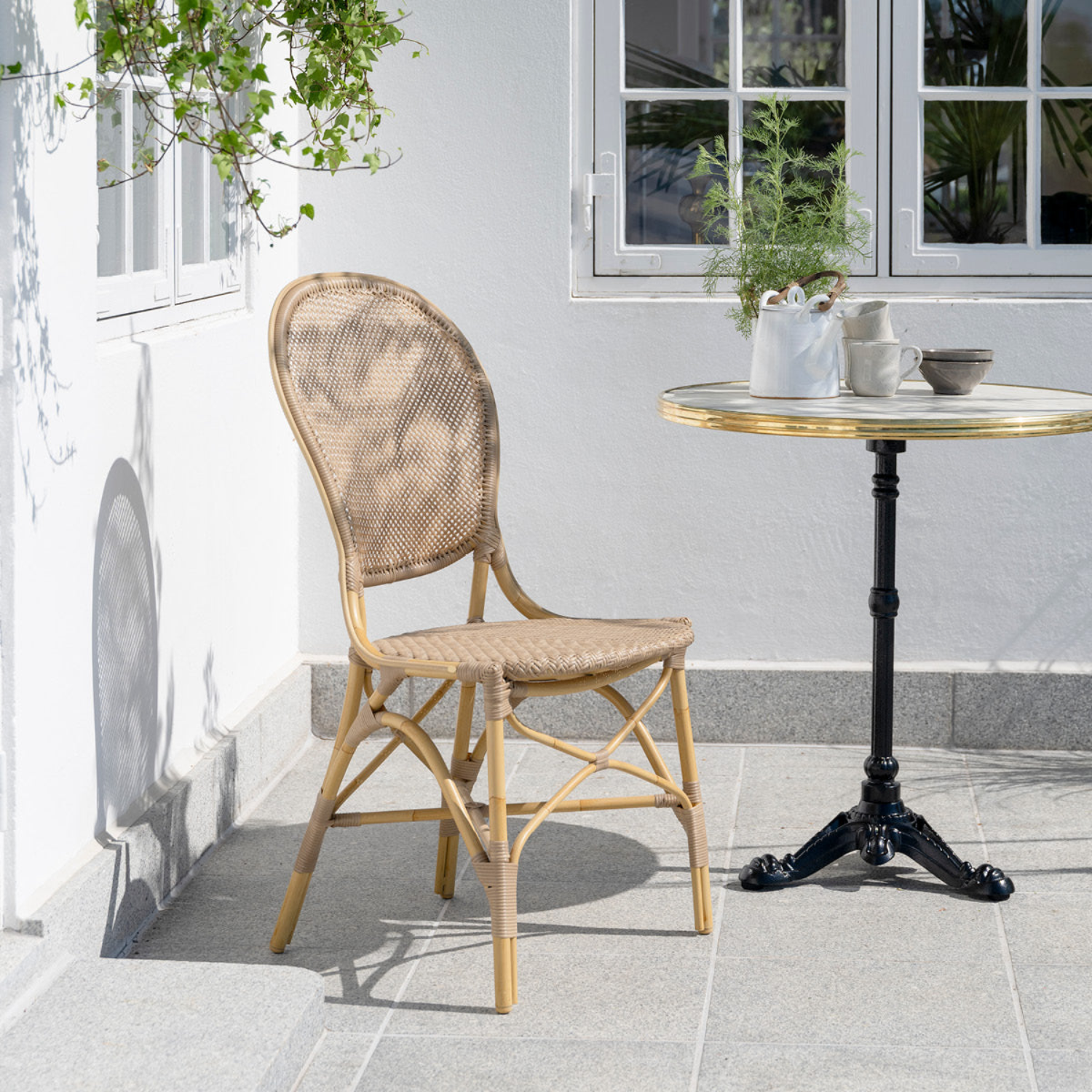 Florence Alu-Rattan Dining Side Chair w/ Cushion