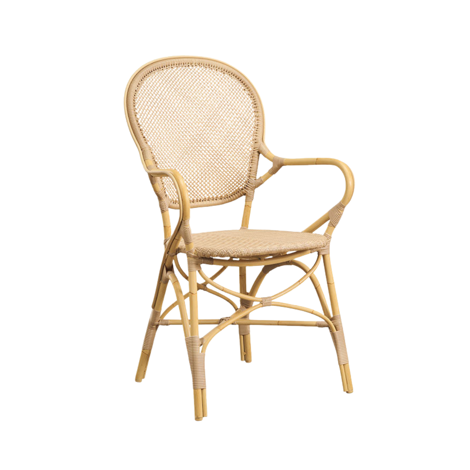 Florence Alu-Rattan Dining Arm Chair w/ Cushion