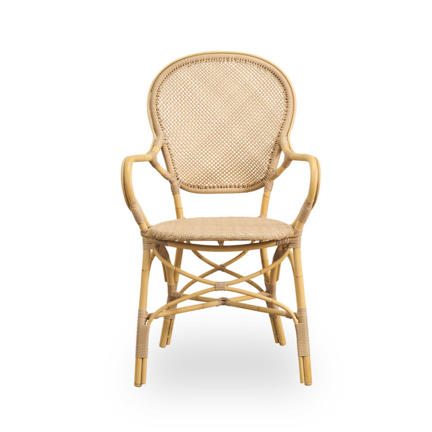 Florence Alu-Rattan Dining Arm Chair w/ Cushion