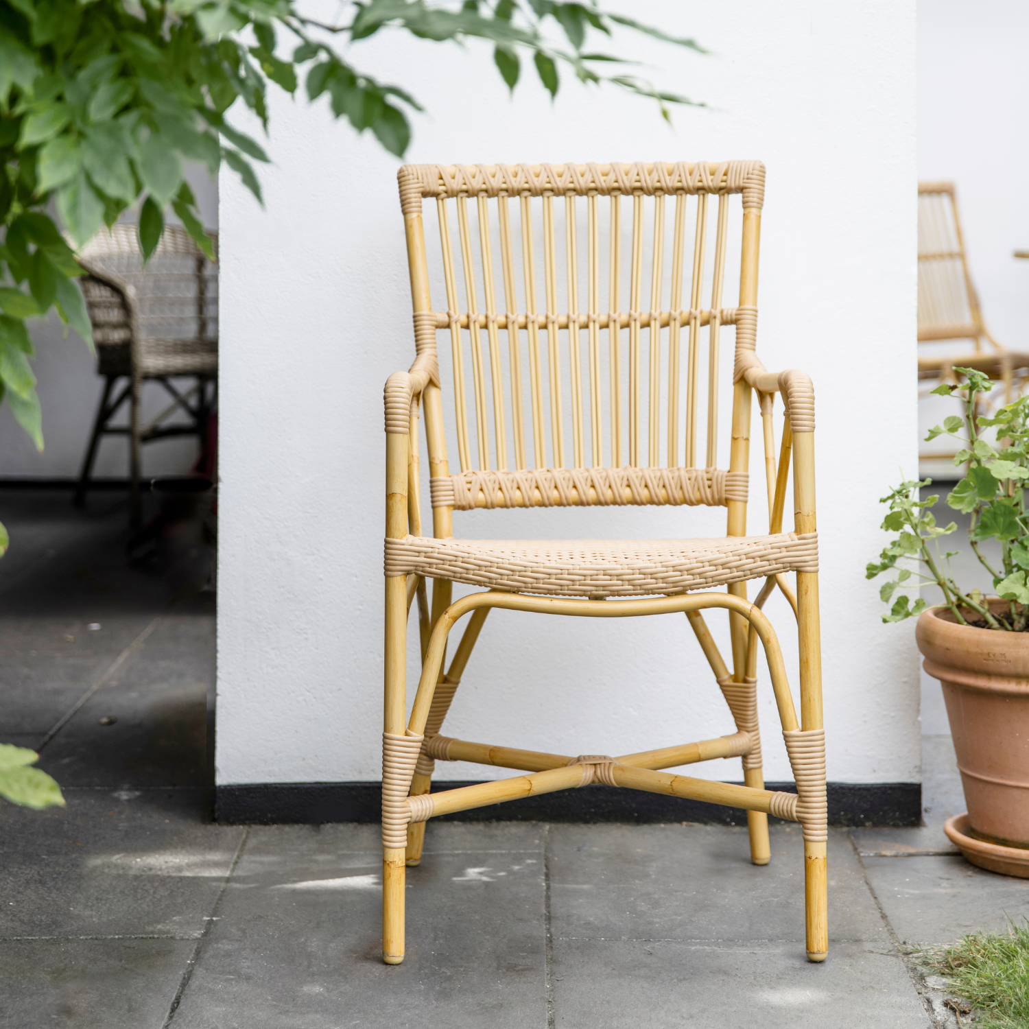 Venice Alu-Rattan Dining Arm Chair w/ Cushion