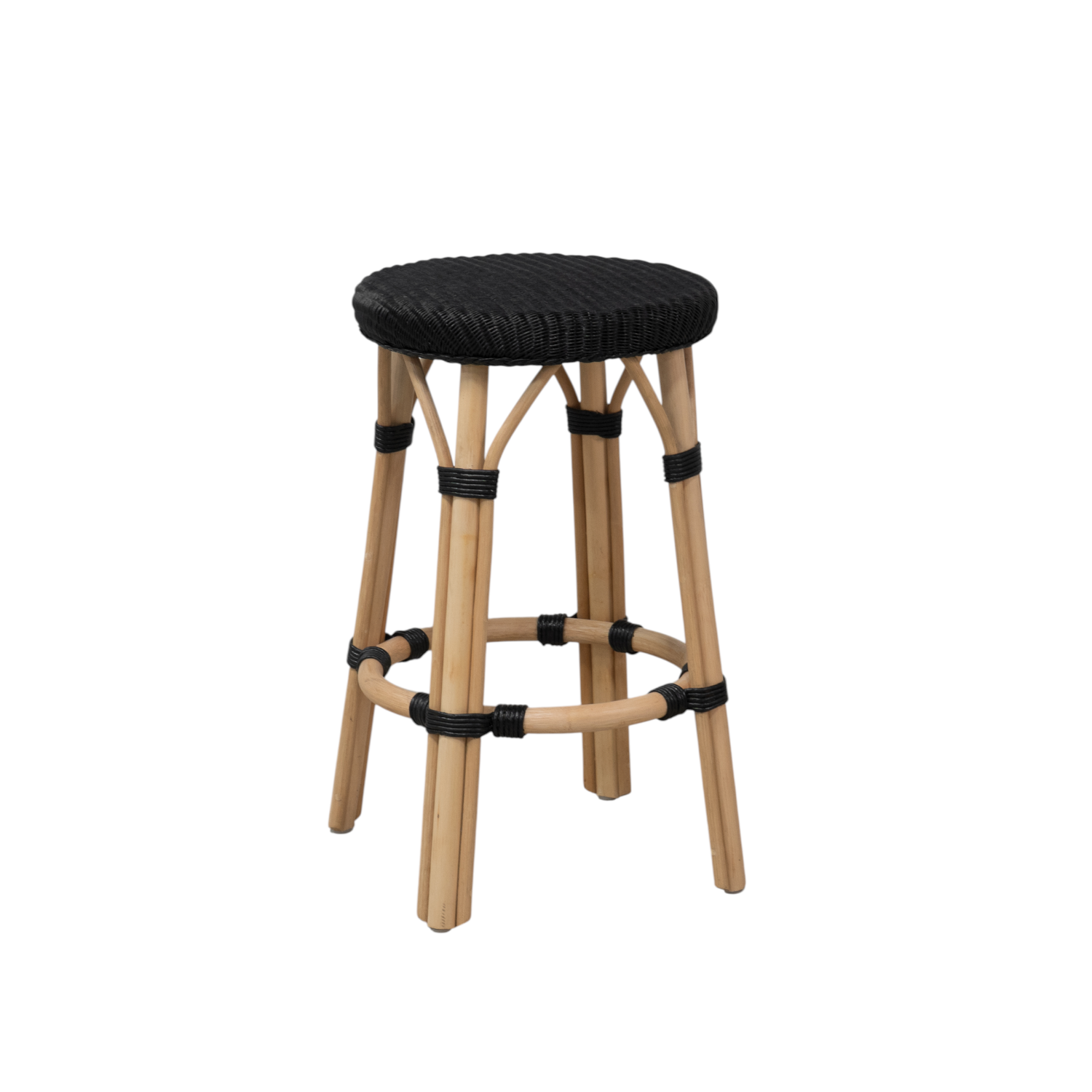 Portland Rattan Loom Counter Stool - Black