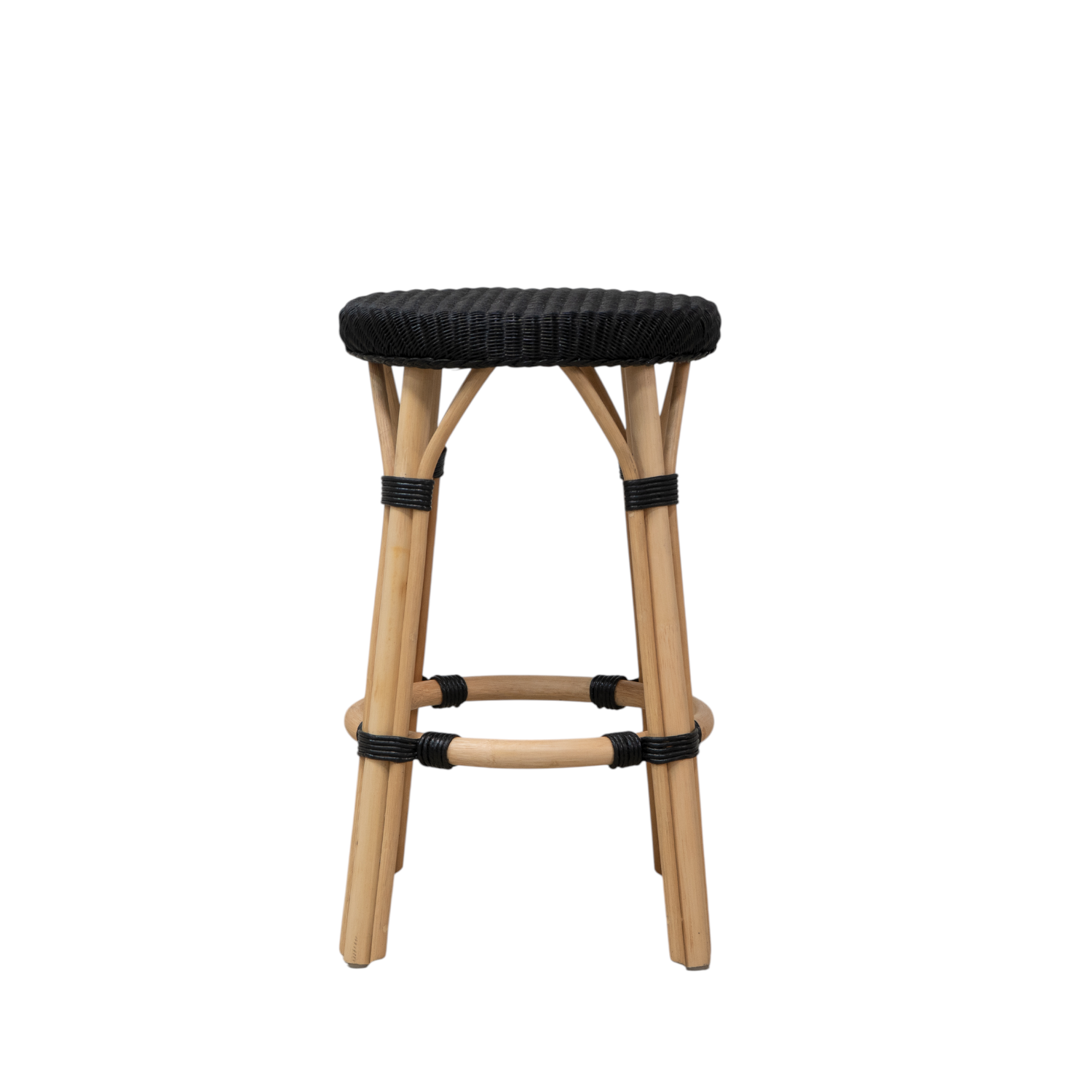 Portland Rattan Loom Counter Stool - Black