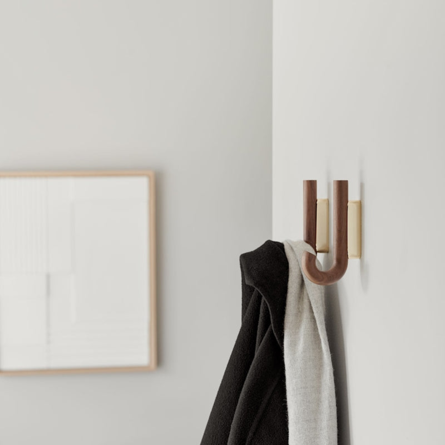 J Curve Walnut/Brass Wall Hook - Mini