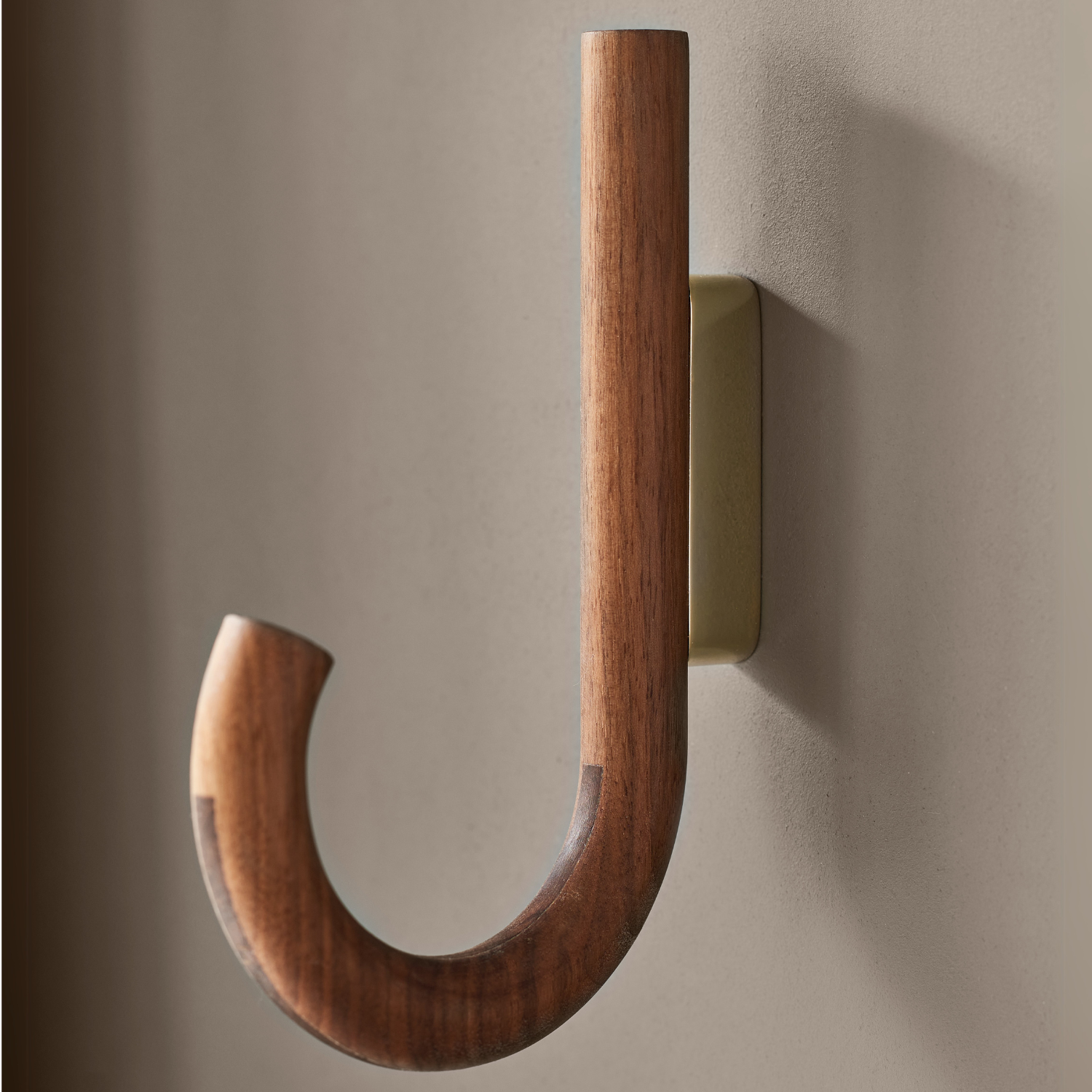 J Curve Walnut/Brass Wall Hook