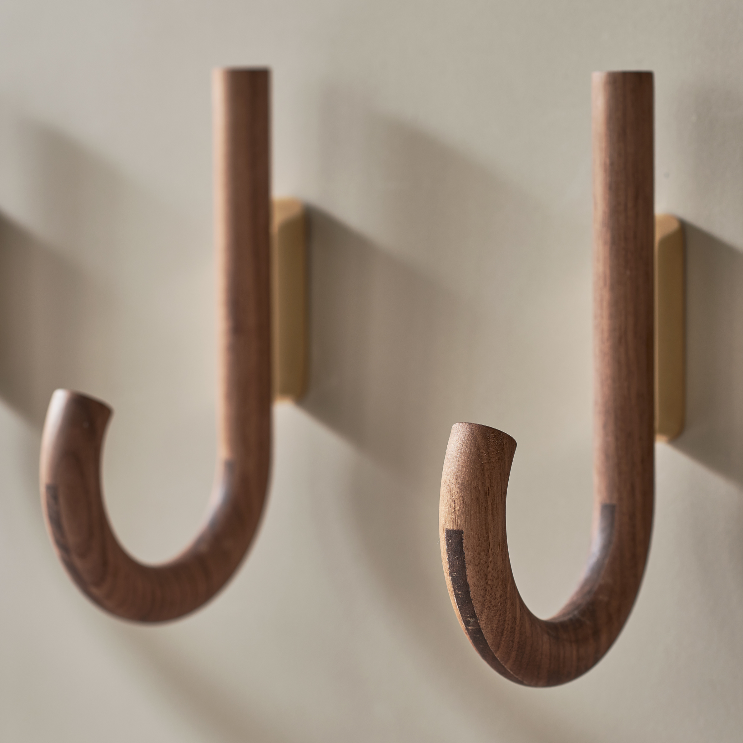J Curve Walnut/Brass Wall Hook