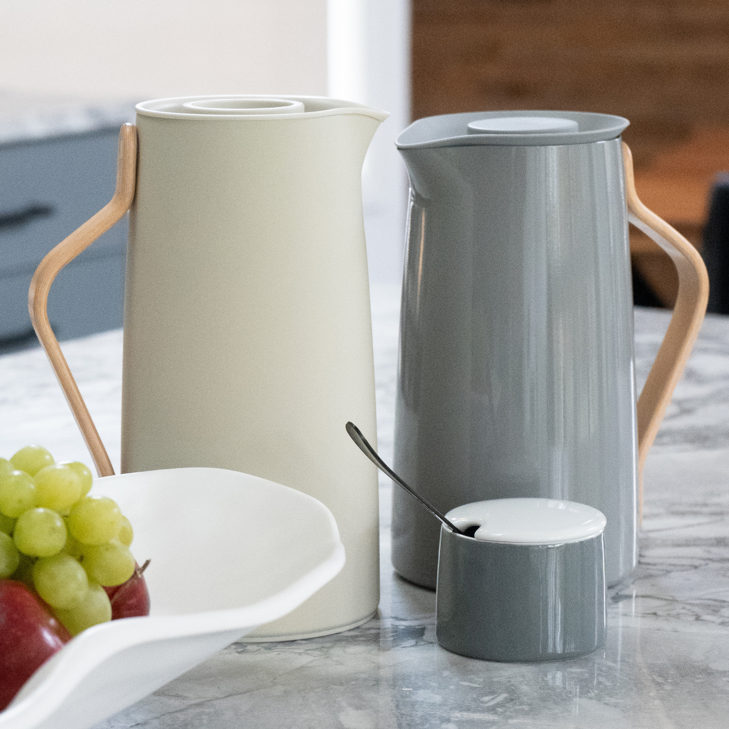 Nordic Grey Porcelain Sugar Bowl w/ Lid