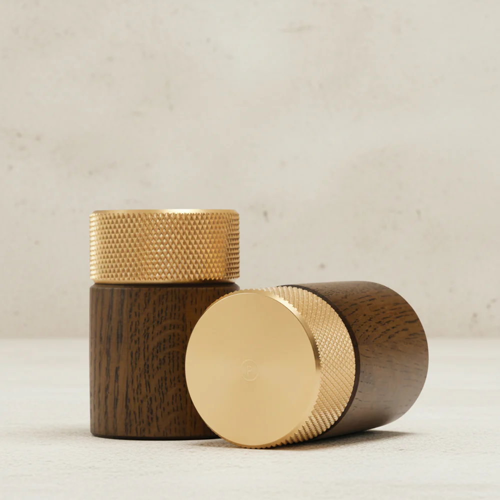 Ash/Brass Salt & Pepper Mill (Set of 2)