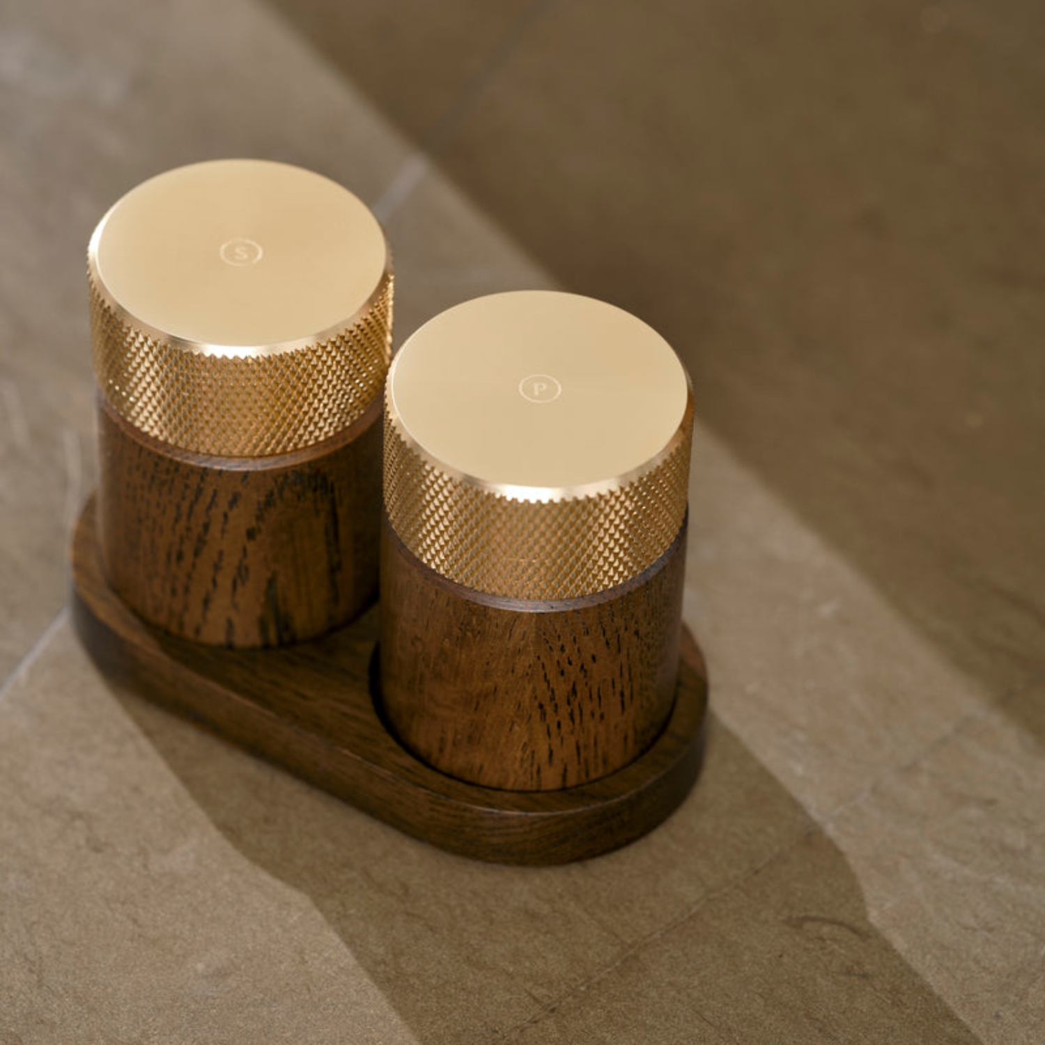 Ash/Brass Salt & Pepper Mill (Set of 2)
