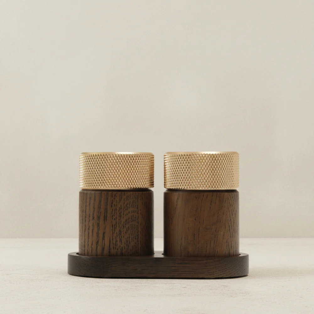 Ash/Brass Salt & Pepper Mill (Set of 2)