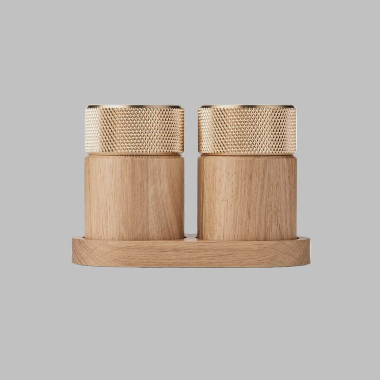 Oak/Brass Salt & Pepper Mill (Set of 2)