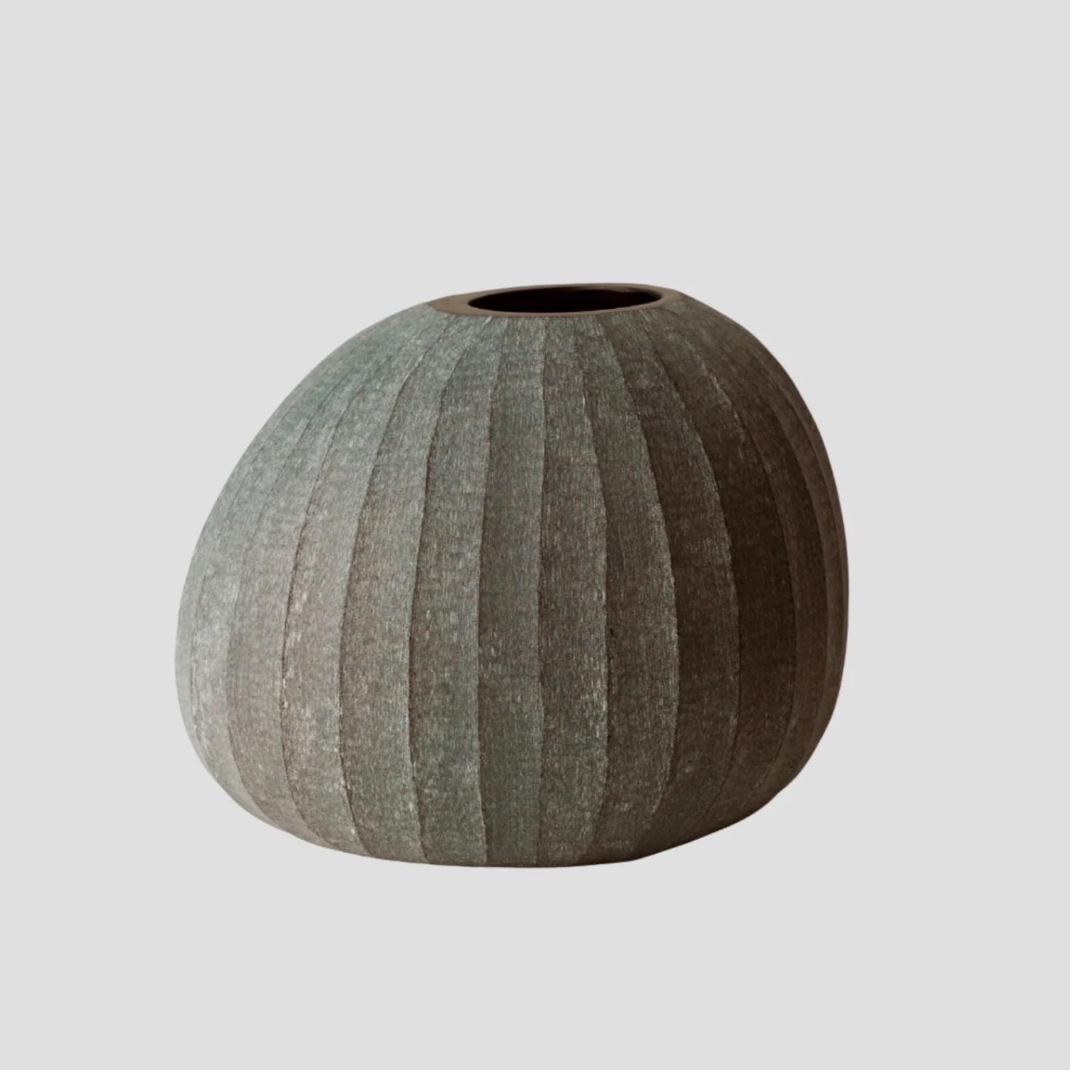 Pleated Dusted Grey Glass Vase