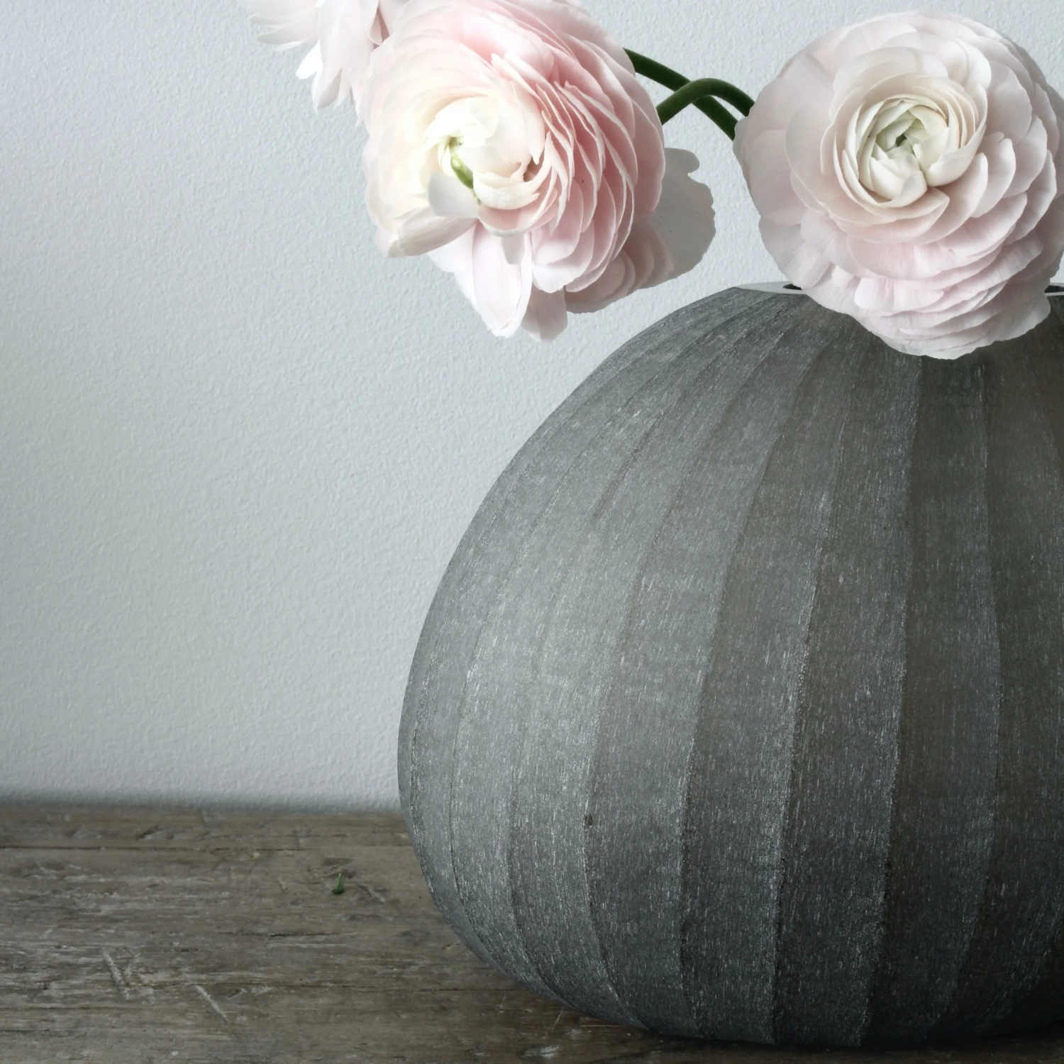 Pleated Dusted Grey Glass Vase