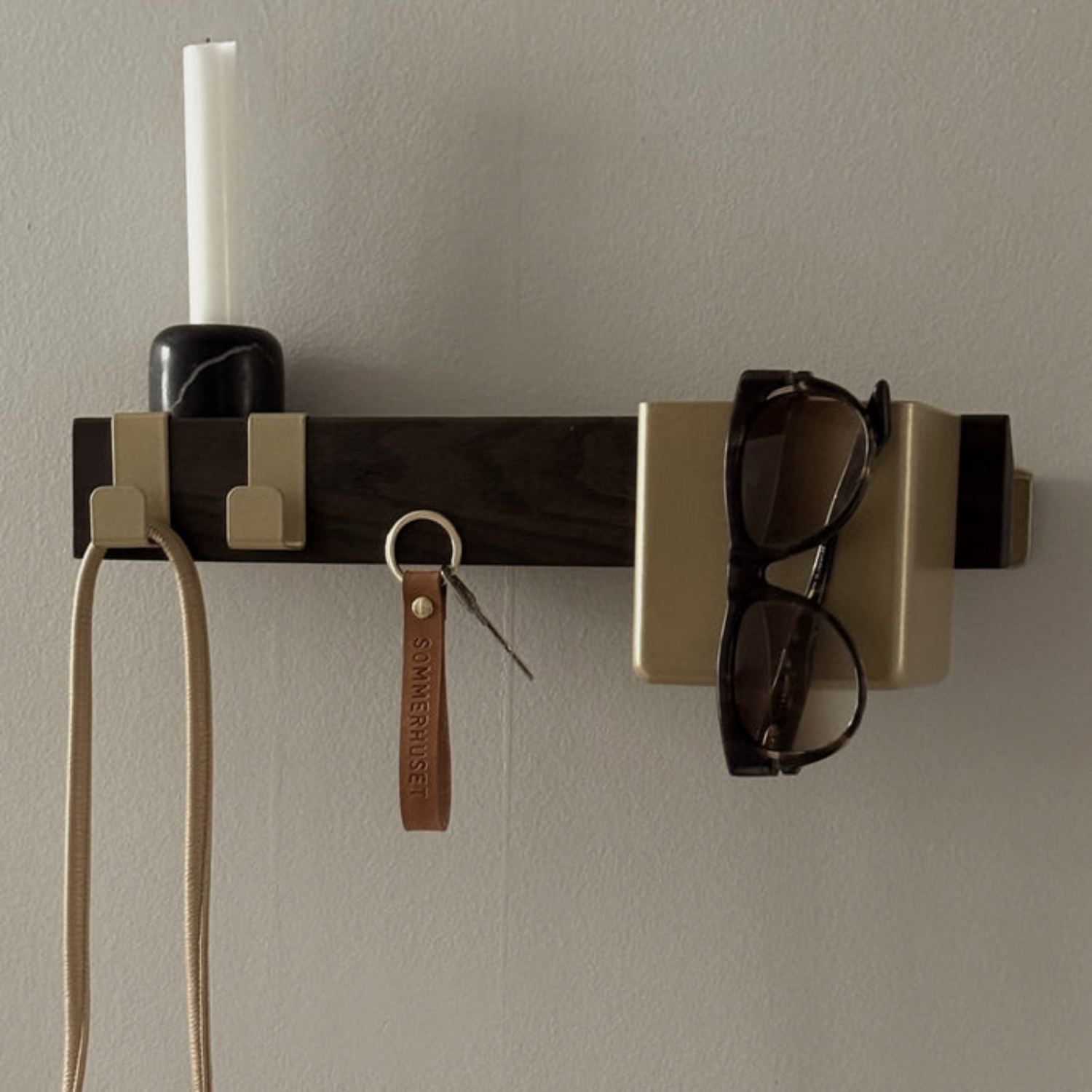 Magnet Storage Dark Oak & Brass Shelf System- Set of 3