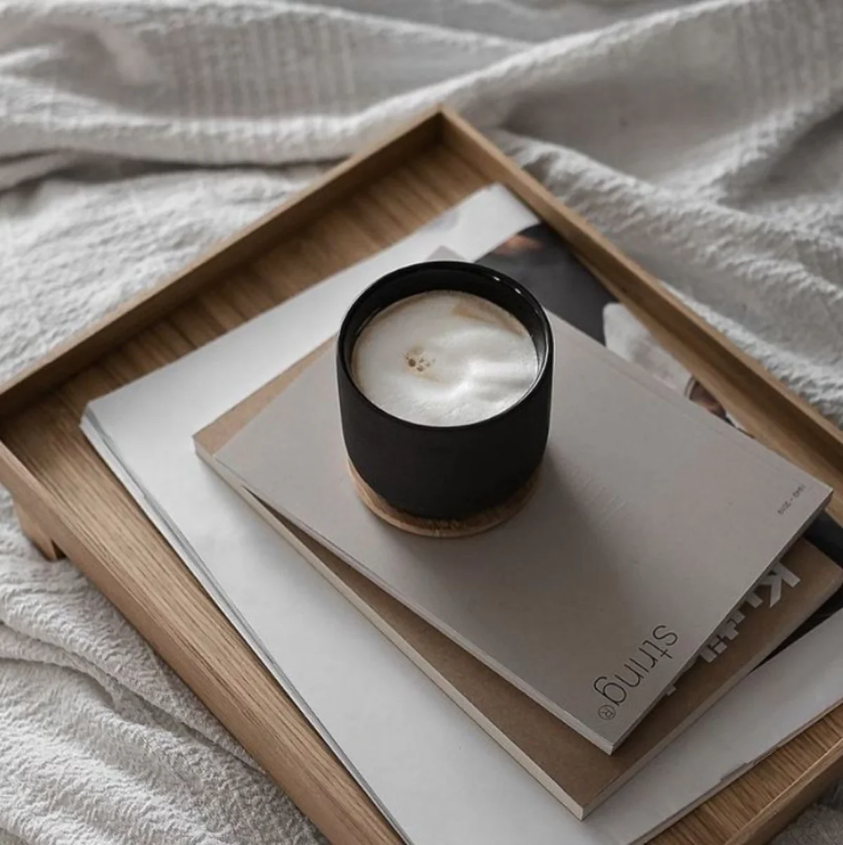 Nordic Matte Black 7oz Stoneware Mug w/ Coaster