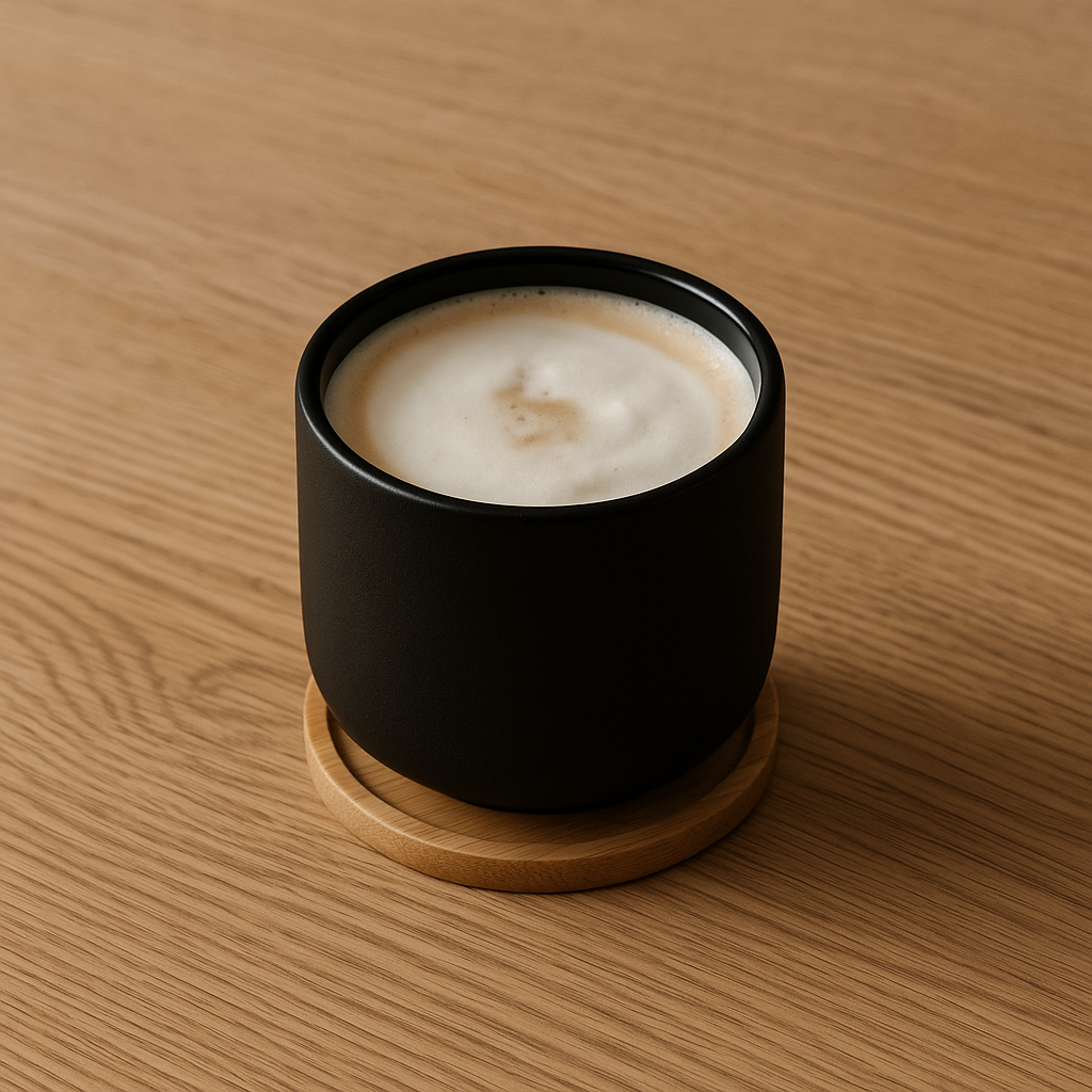 Nordic Matte Black 7oz Stoneware Mug w/ Coaster