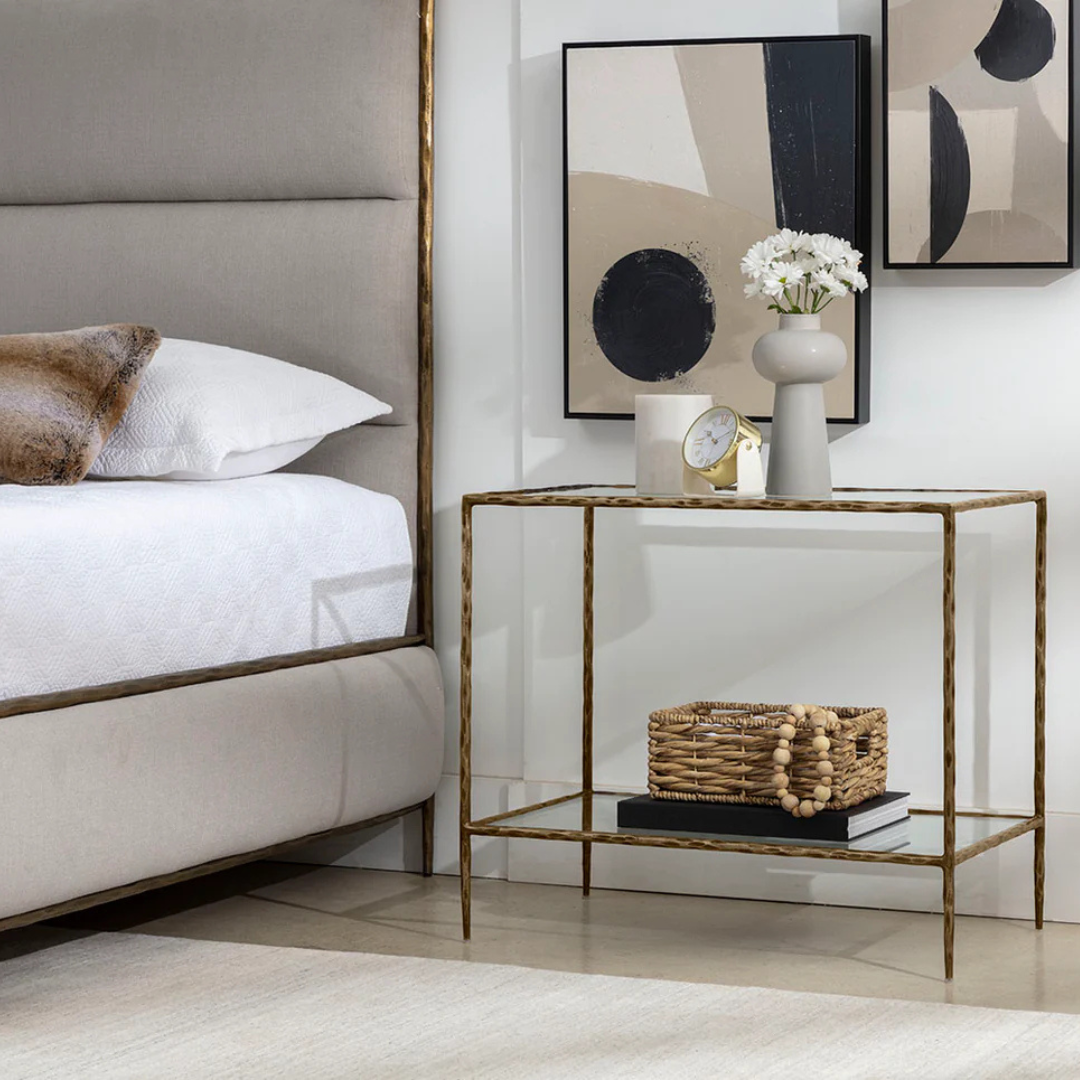 Larkin 30" Rectangle Nightstand - Antique Brass