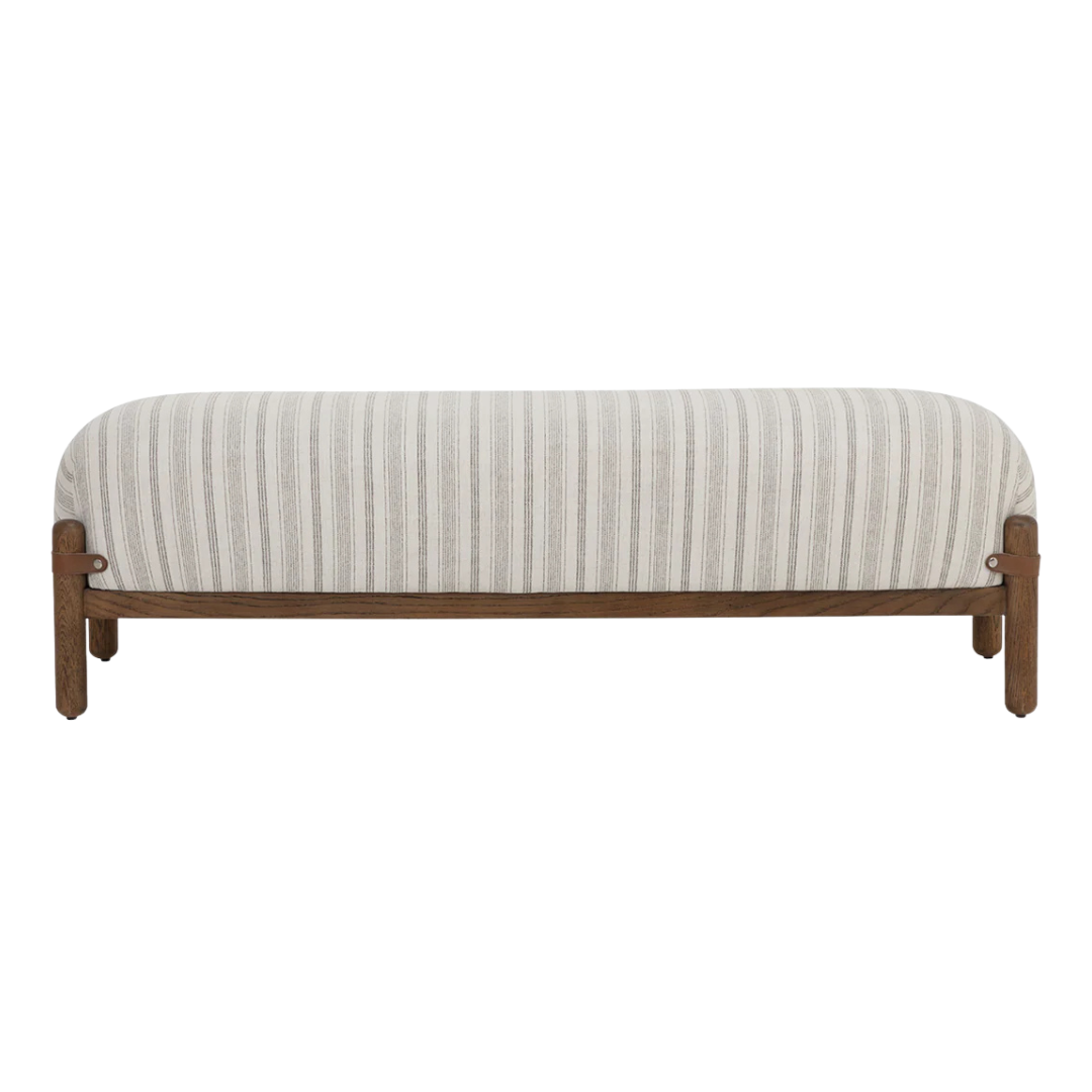 Cloud Oak Wood Upholstered Bench - Gifford Script