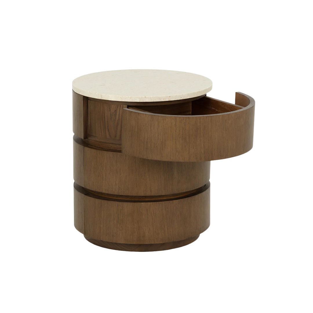 Arcis Marble/Oak Wood Nightstand
