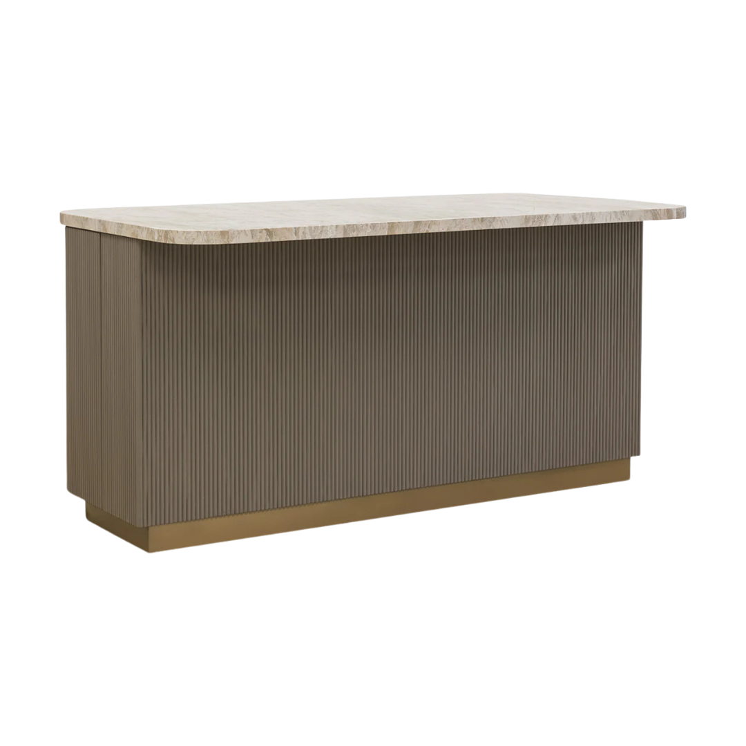 Strata 71" Rectangle Marble Top Kitchen Island - Taupe