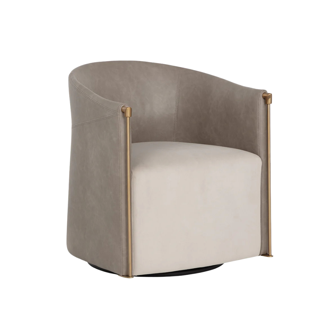 Ellington Swivel Lounge Chair - Meg Taupe/Ivanhoe Mineral