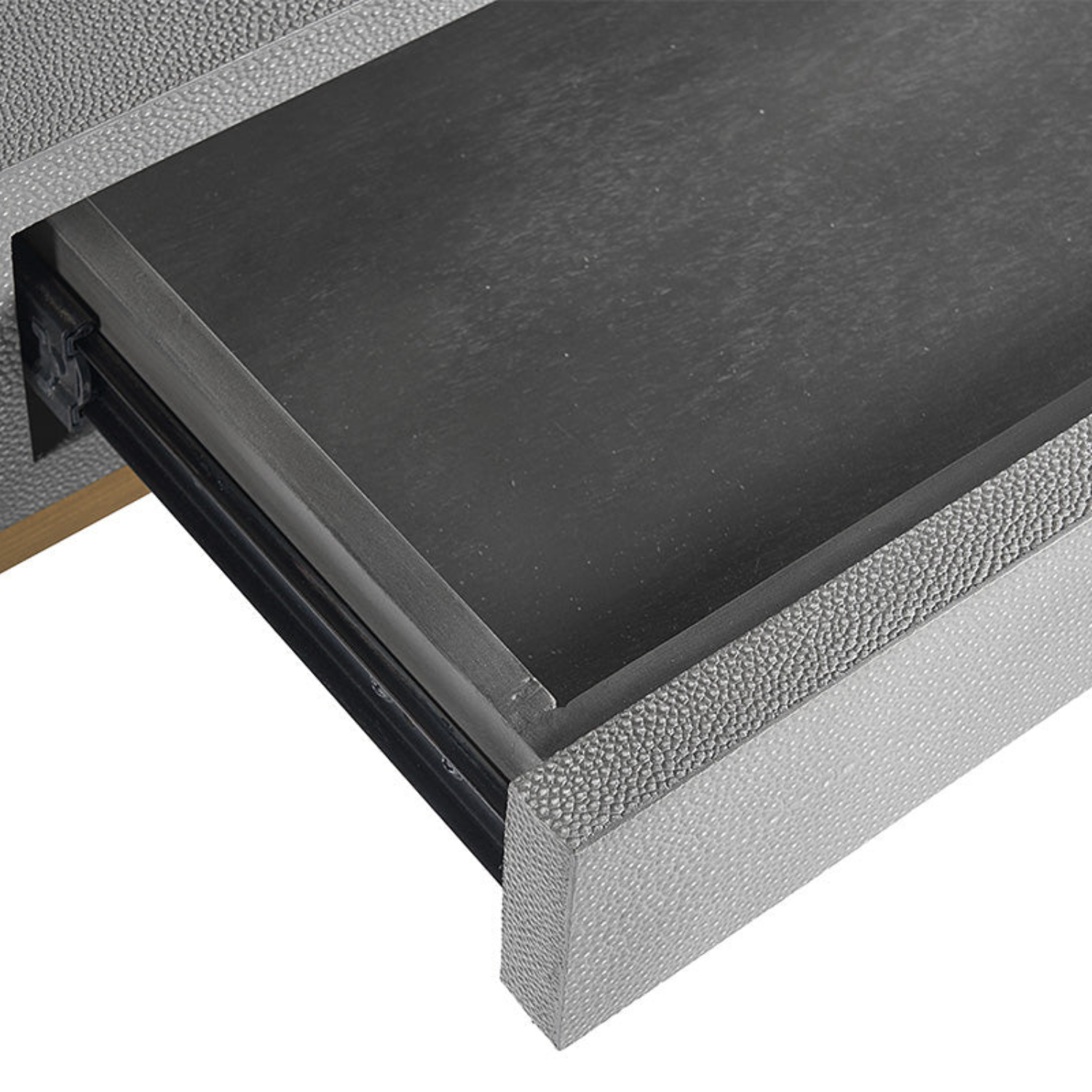 Shagreen Leather Desk - Grey/Brass