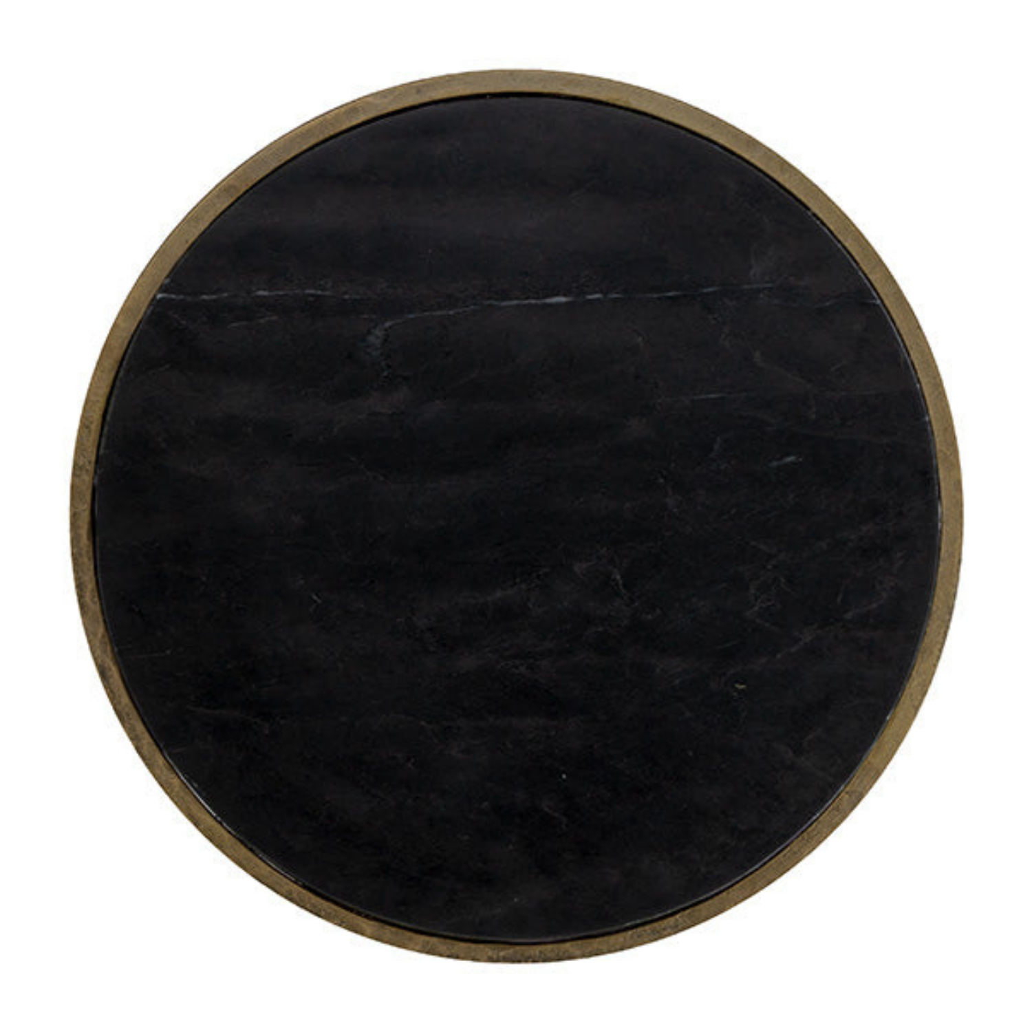 Saturn Antique Brass End Table - Black Marble