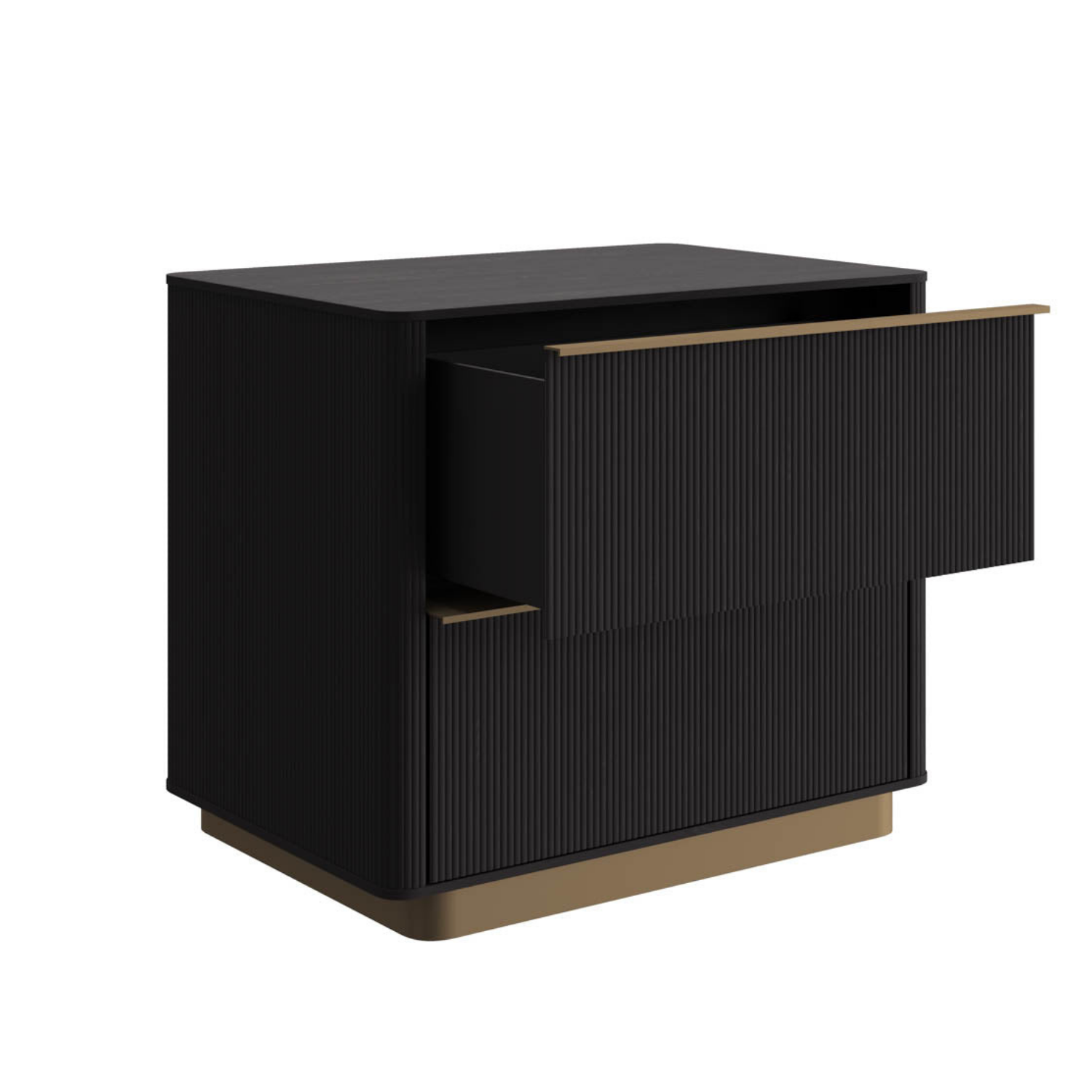 Fluted Oak Nightstand - Charcoal