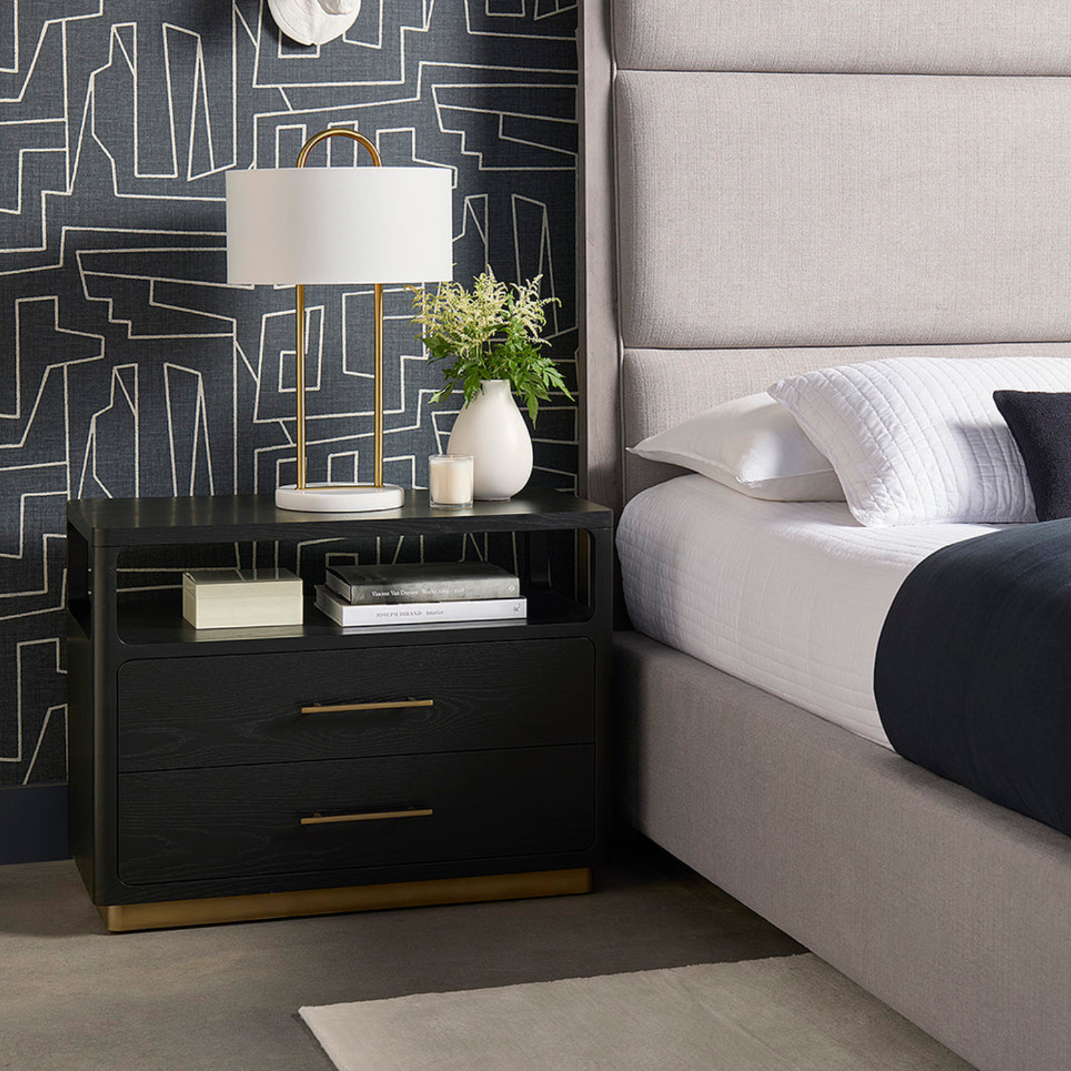 Expo Oak Nightstand - Black