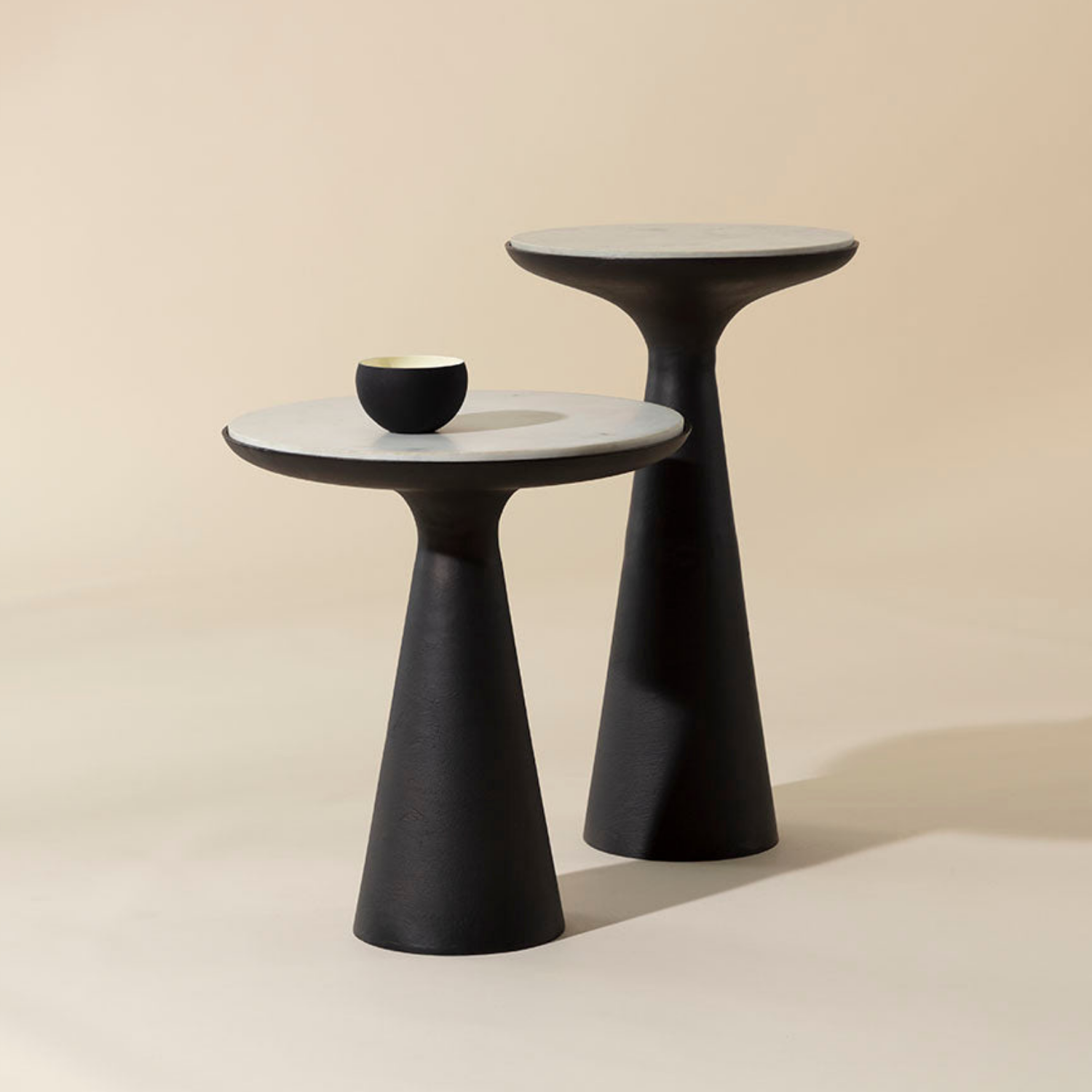 Twin Peaks Bronze Marble Nesting Tables (Set of 2)