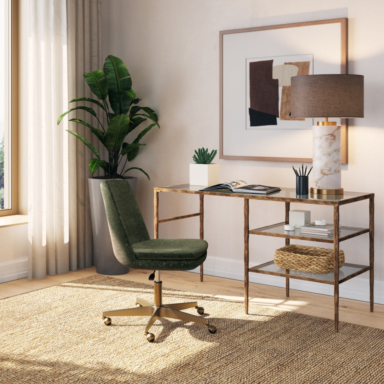 Glamour Office Chair - Bergen Olive