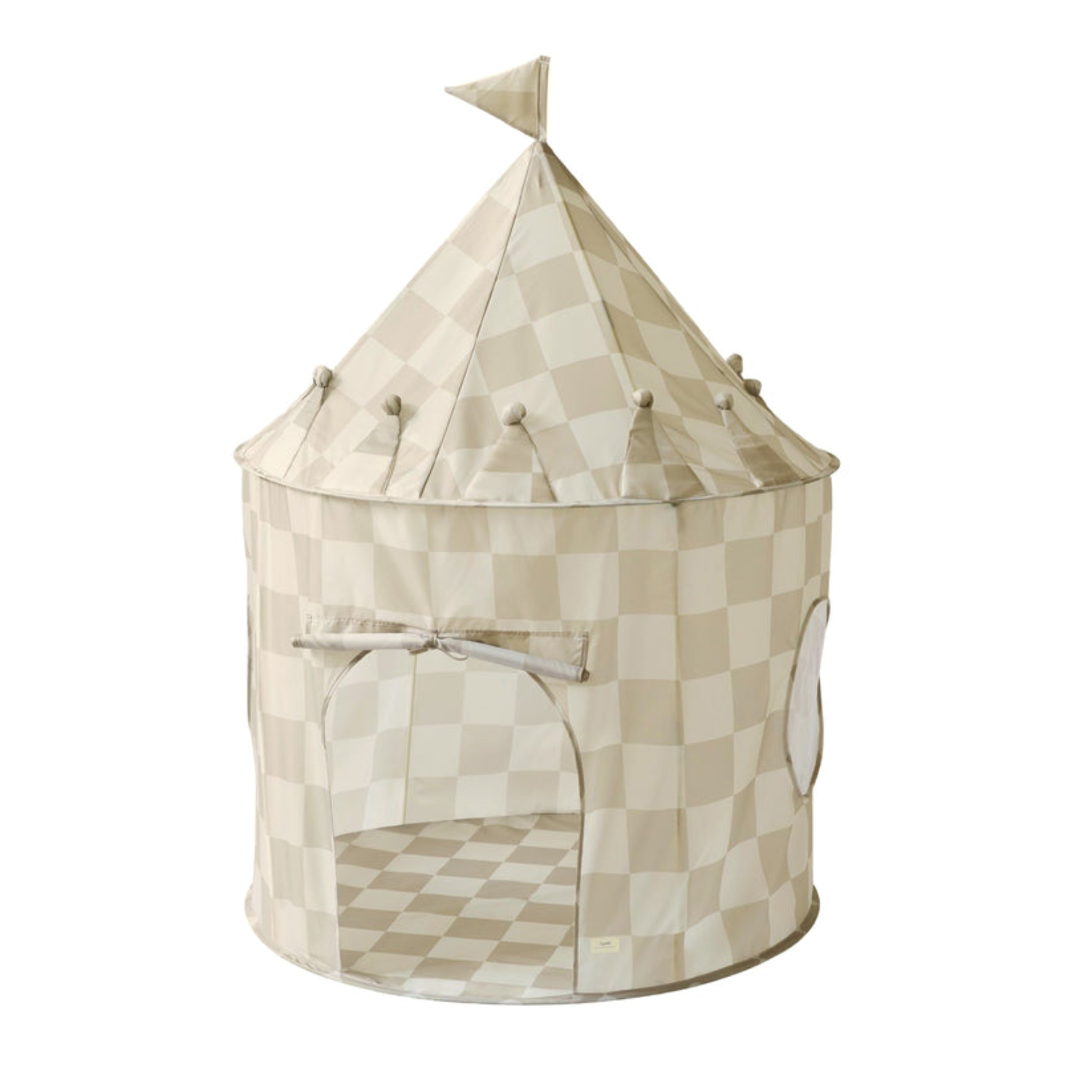 Kids Cozy Castle Tent - Checkered Beige