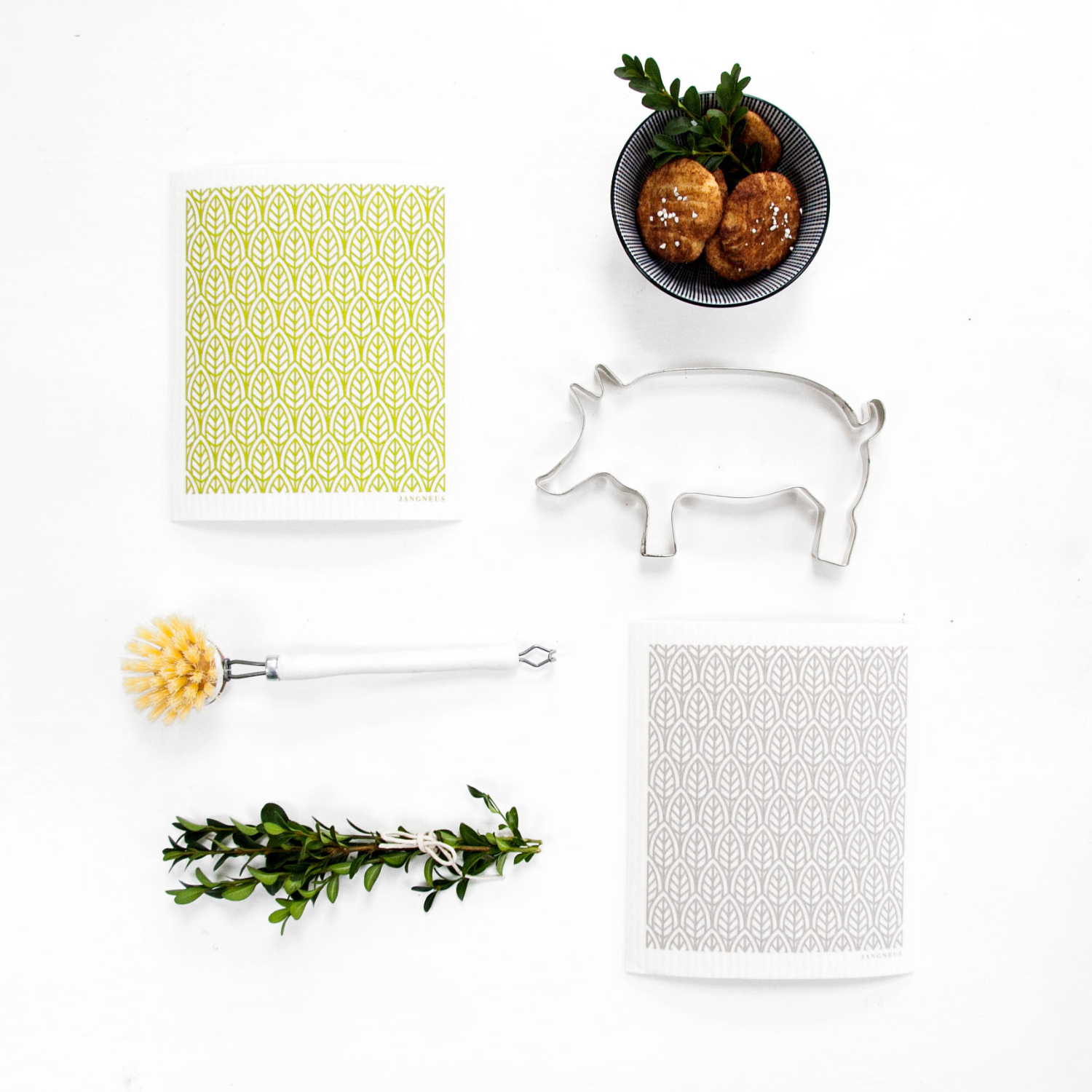 Leaves Swedish Dishcloth - Green