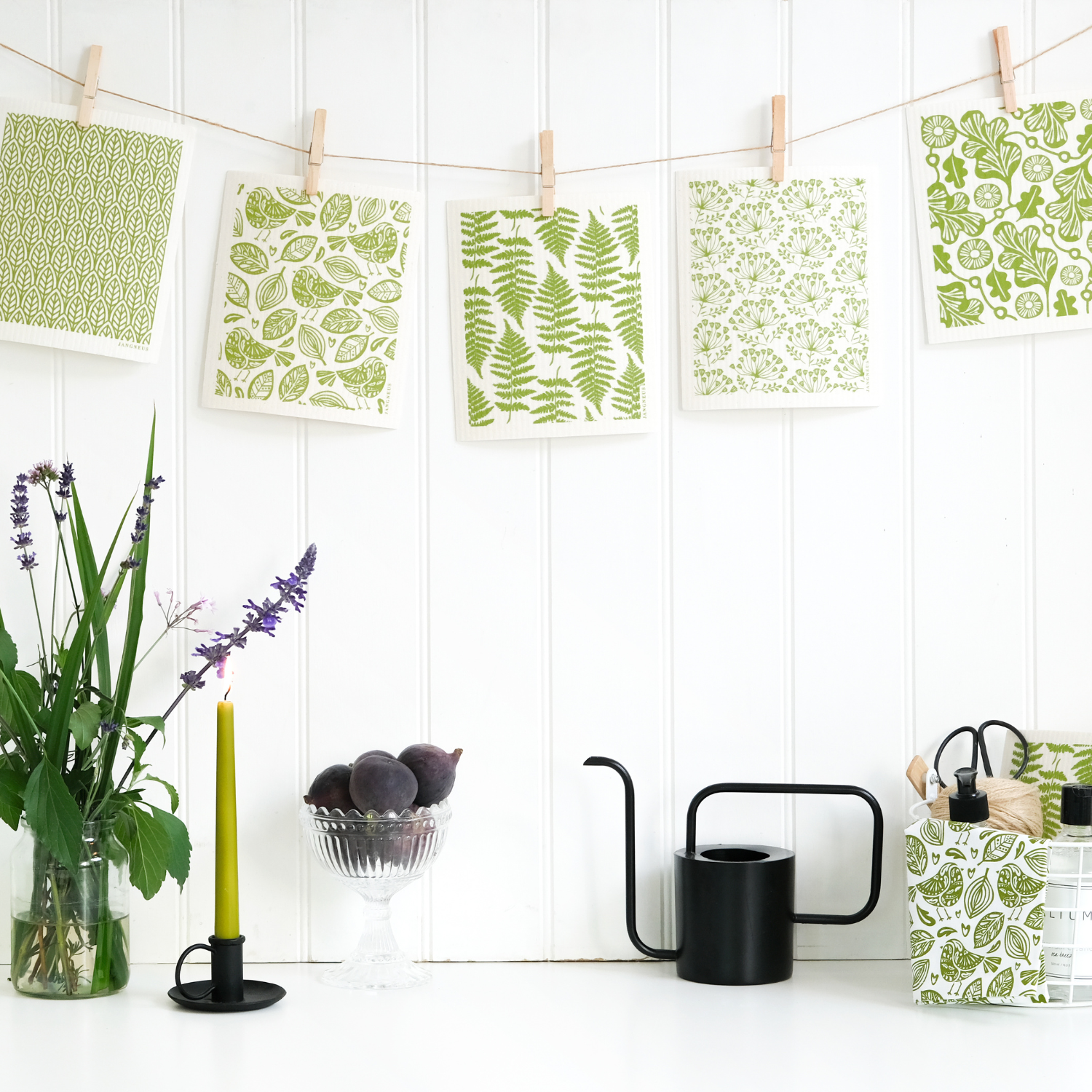 Leaves Swedish Dishcloth - Green