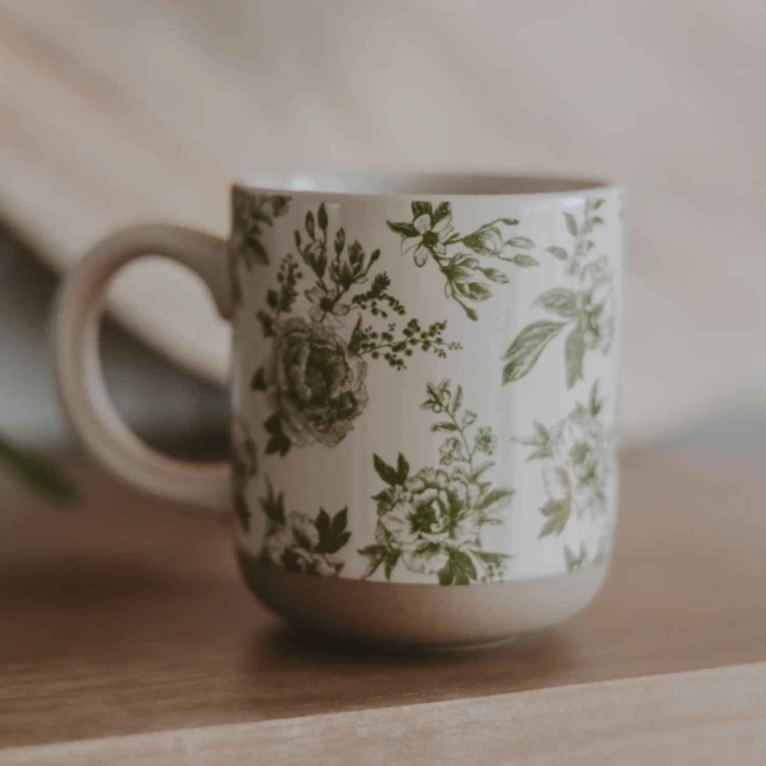 Green Botanical Bloom Stoneware Mug