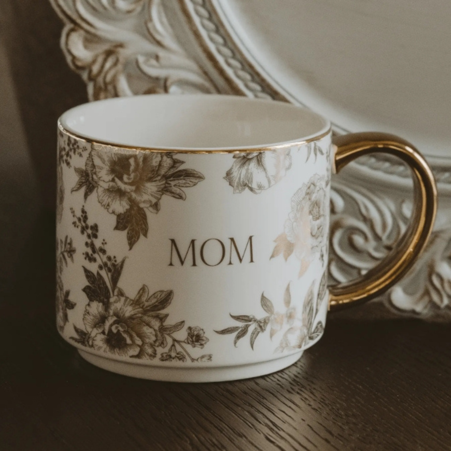 Mom Gold Botanical Bloom Stoneware Mug
