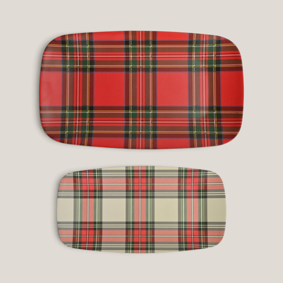 Winter Plaid Melamine Serving Tray (Set of 2)