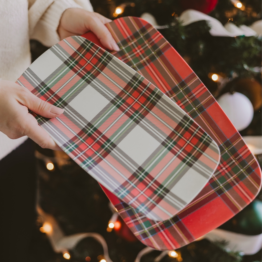 Winter Plaid Melamine Serving Tray (Set of 2)
