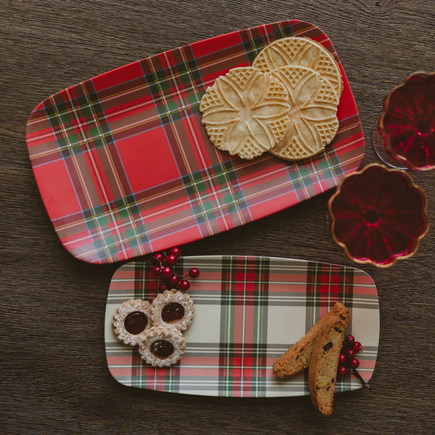 Winter Plaid Melamine Serving Tray (Set of 2)