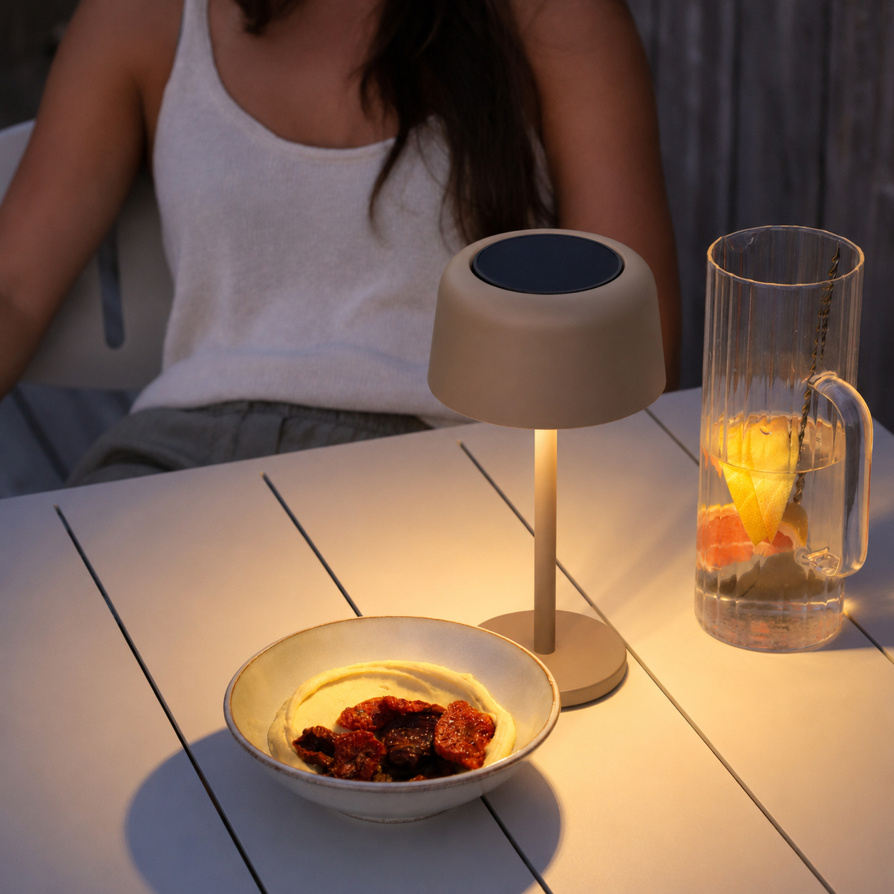 Lumiere Dome Rechargeable/Solar Lamp - Beige