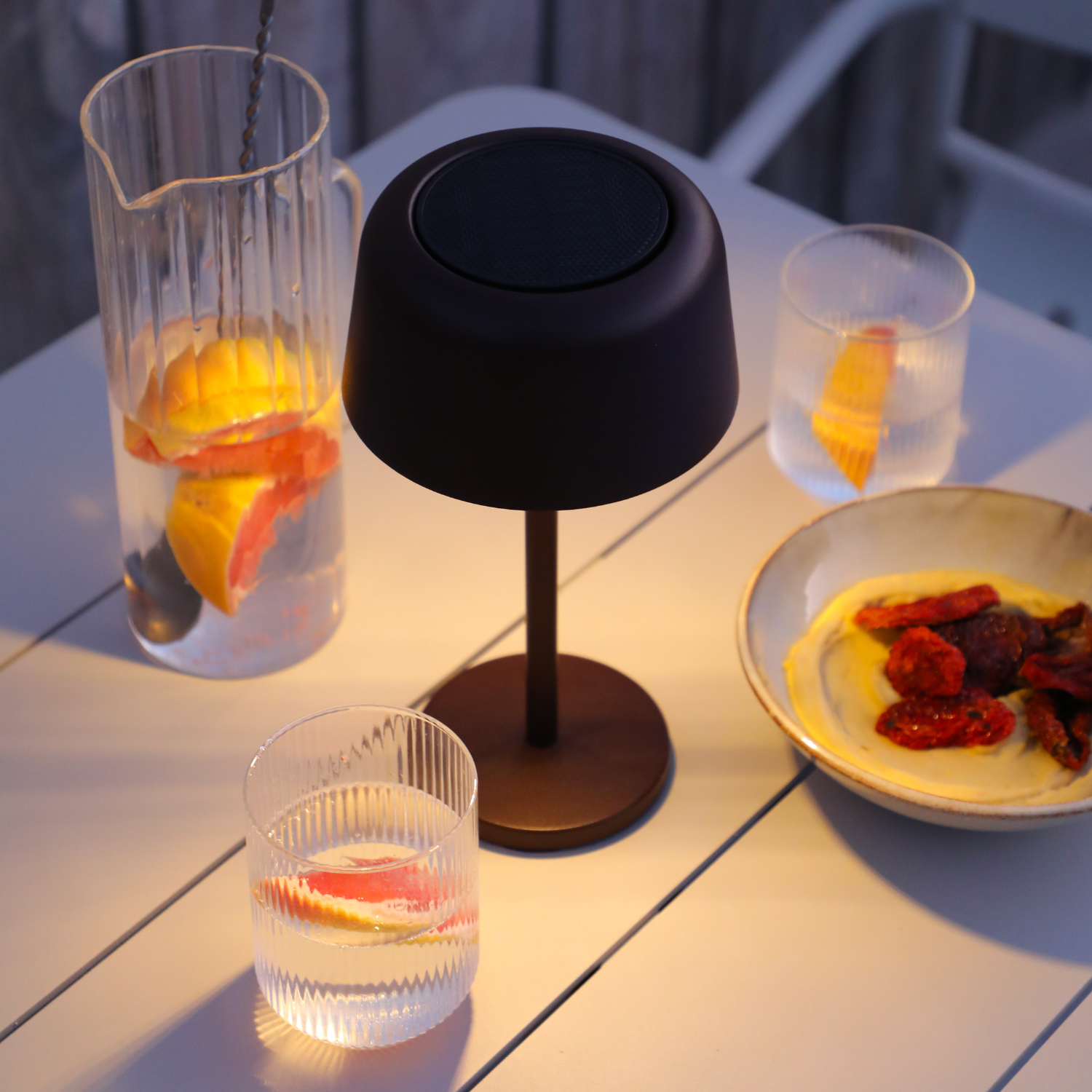 Lumiere Dome Rechargeable/Solar Lamp - Cocoa/Aluminum