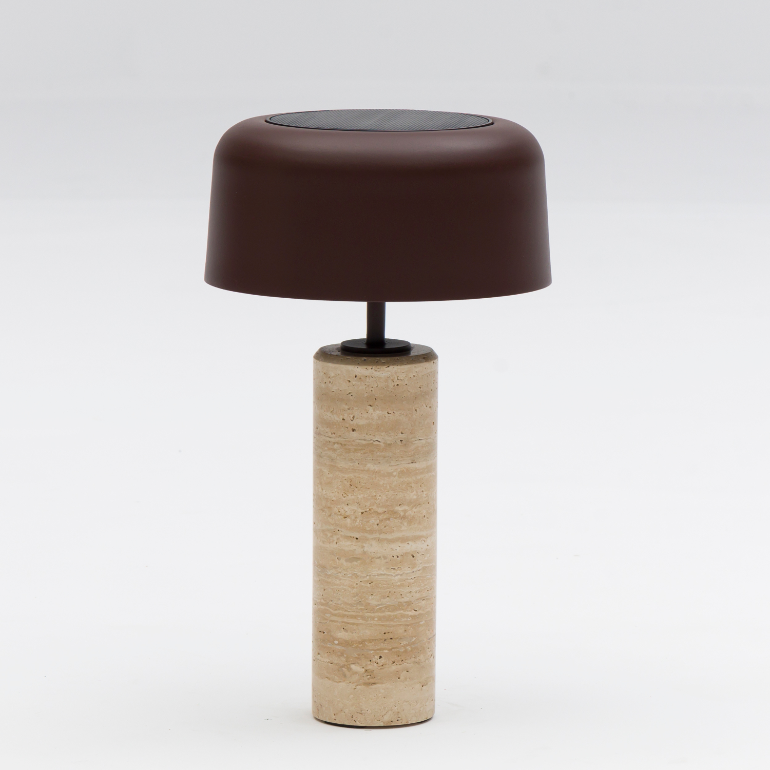 Lumiere Dome Rechargeable/Solar Lamp - Cocoa/Travertine