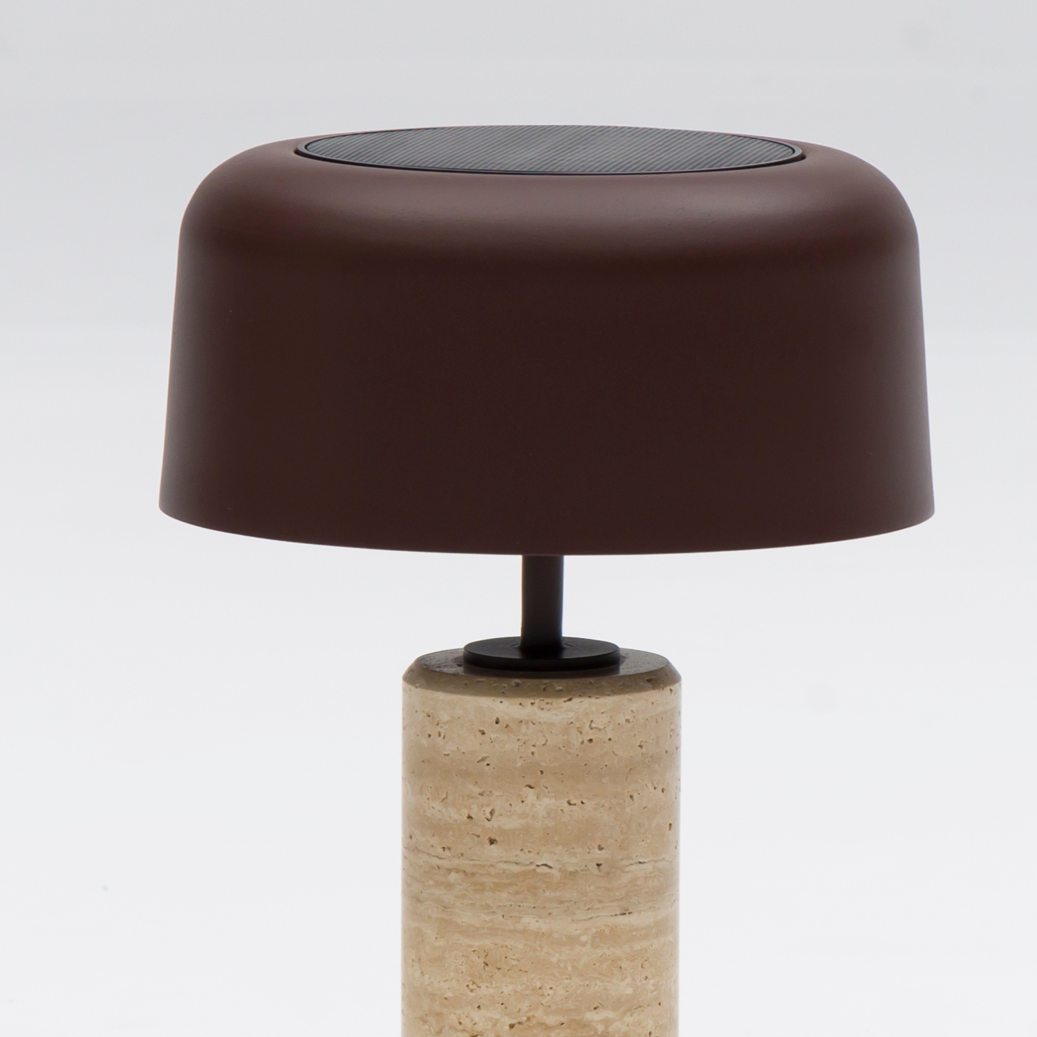 Lumiere Dome Rechargeable/Solar Lamp - Cocoa/Travertine