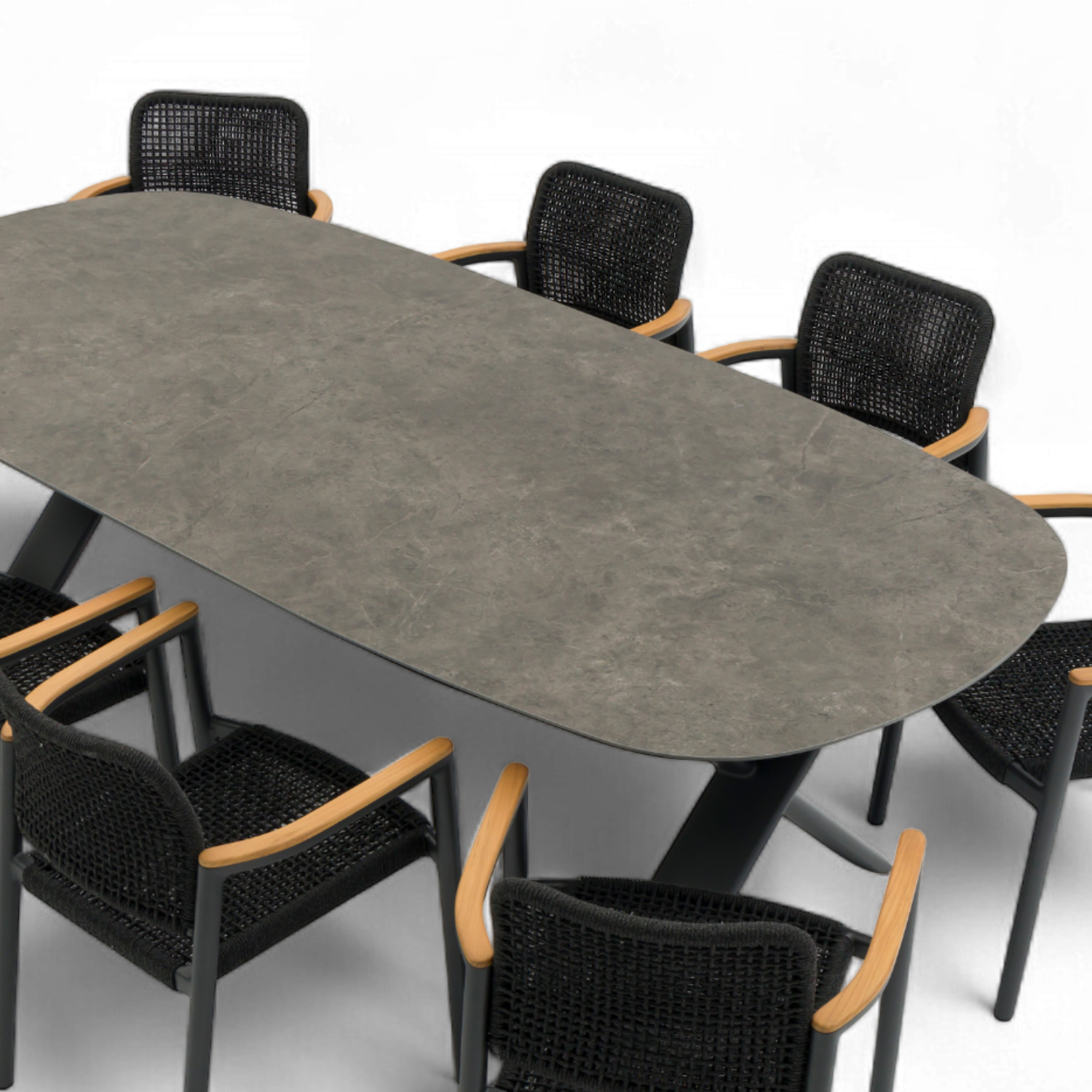 Simcoe Ceramic 98/122" Extension Dining Table - Charcoal
