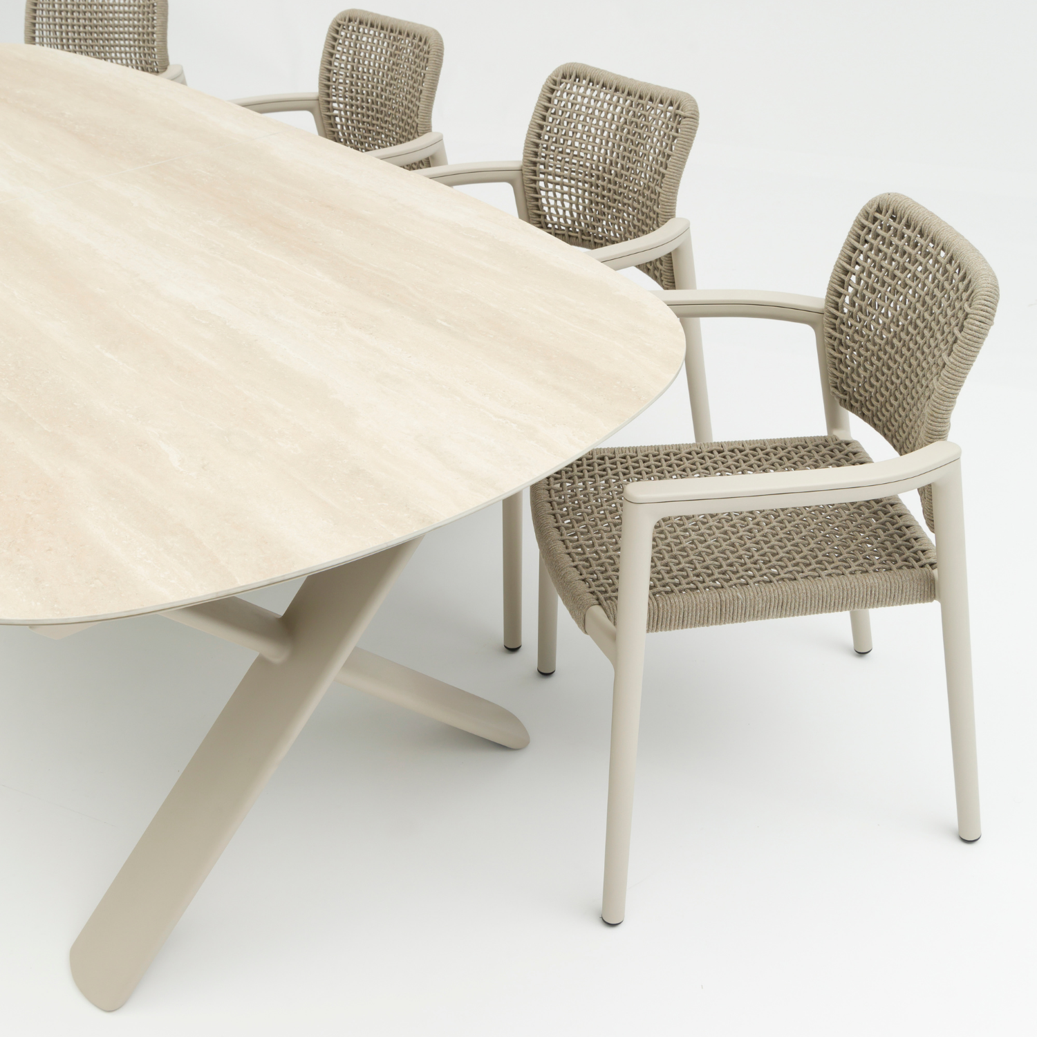 Simcoe Ceramic 98/122" Extension Dining Table - Beige