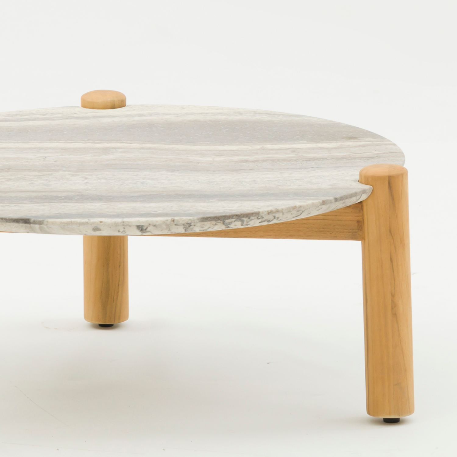 Plume Travertine/Teak Side Table