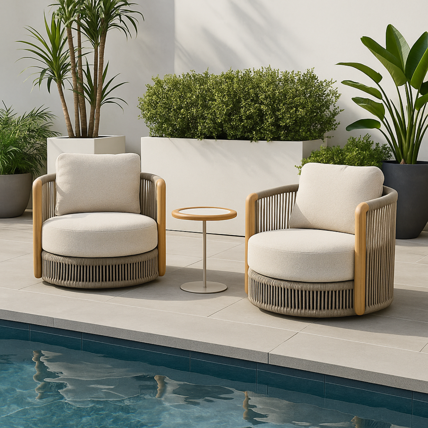 Alta II Outdoor Beige Swivel Chair