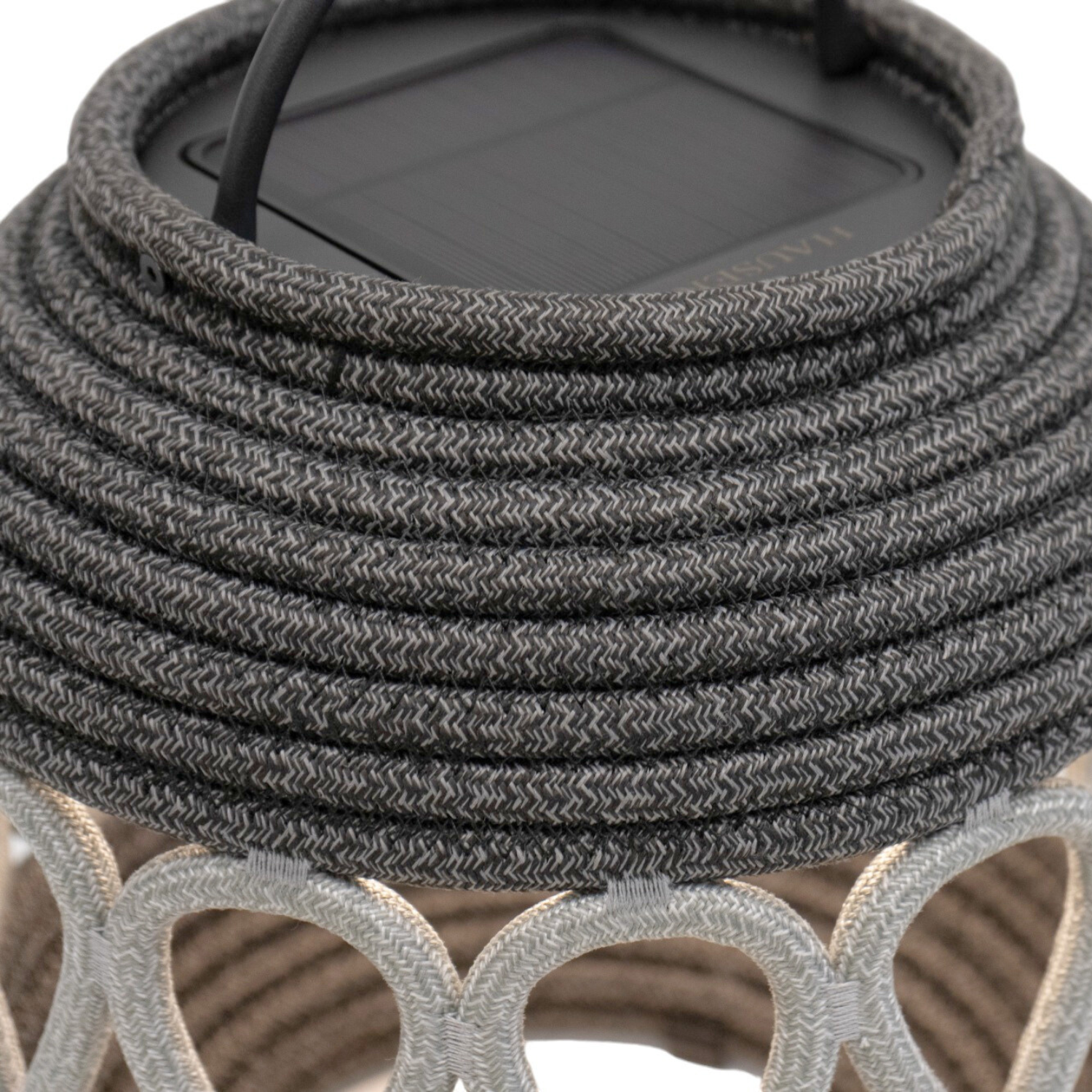 Woven Charcoal Outdoor Solar Lantern