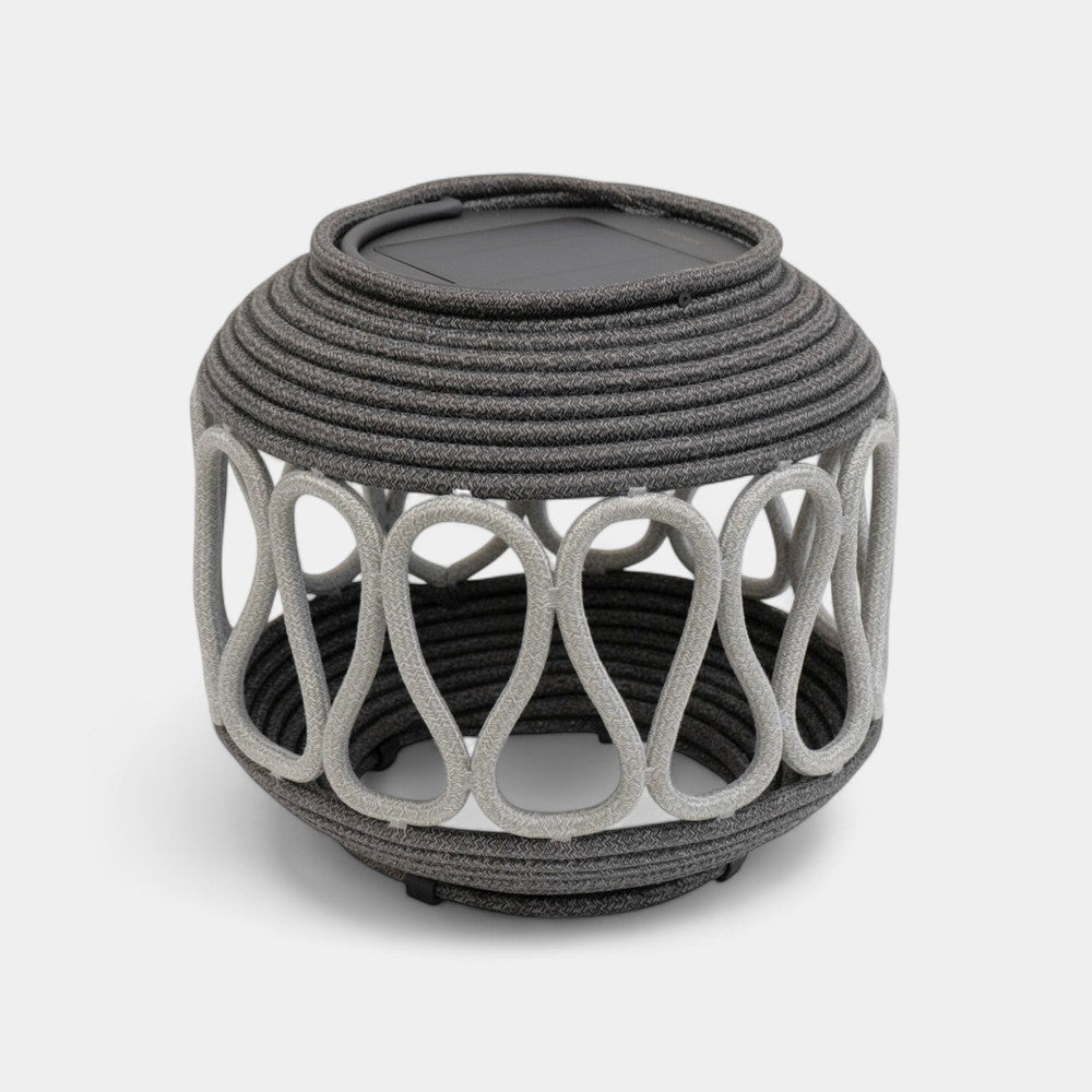 Woven Charcoal Outdoor Solar Lantern