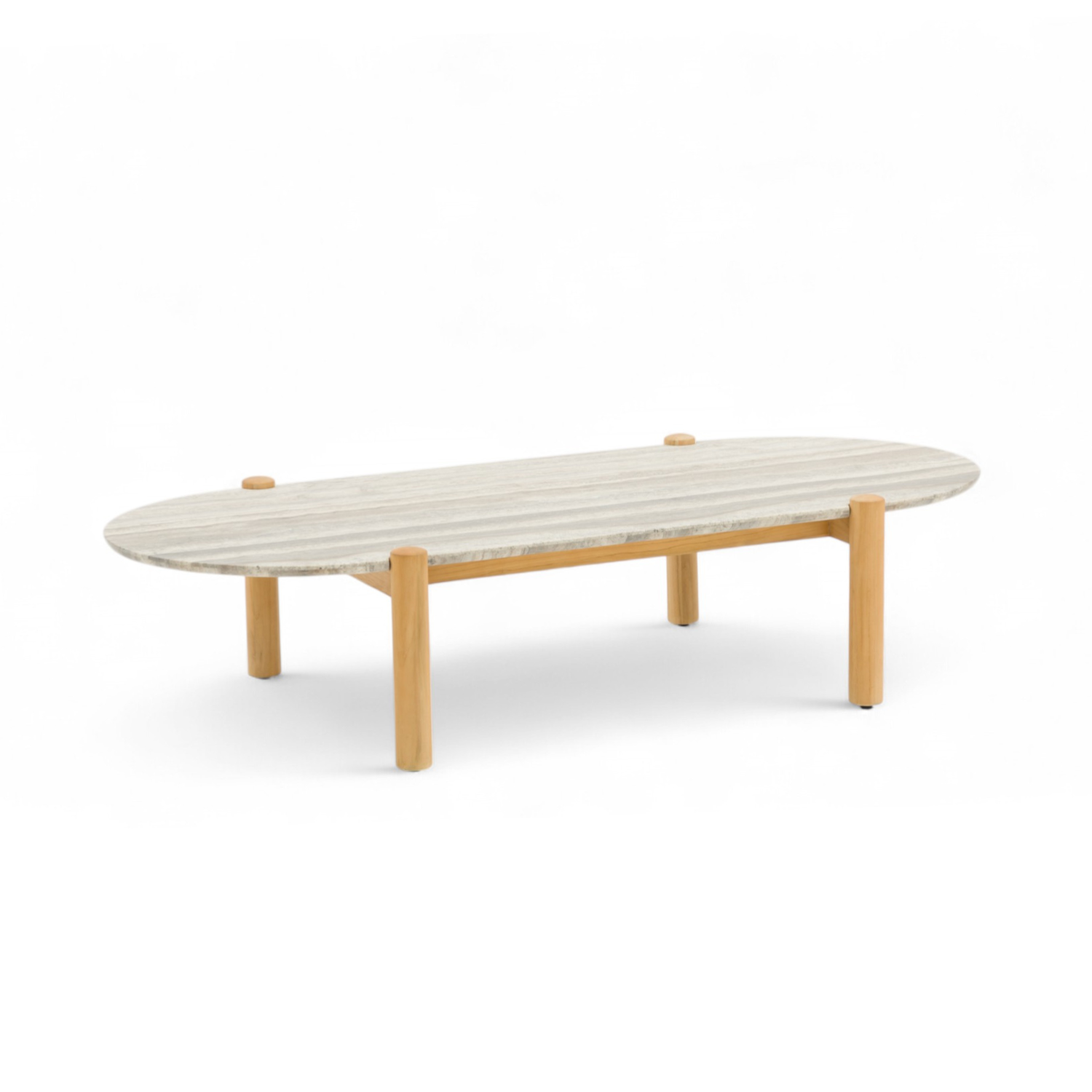 Plume Travertine/Teak Coffee Table
